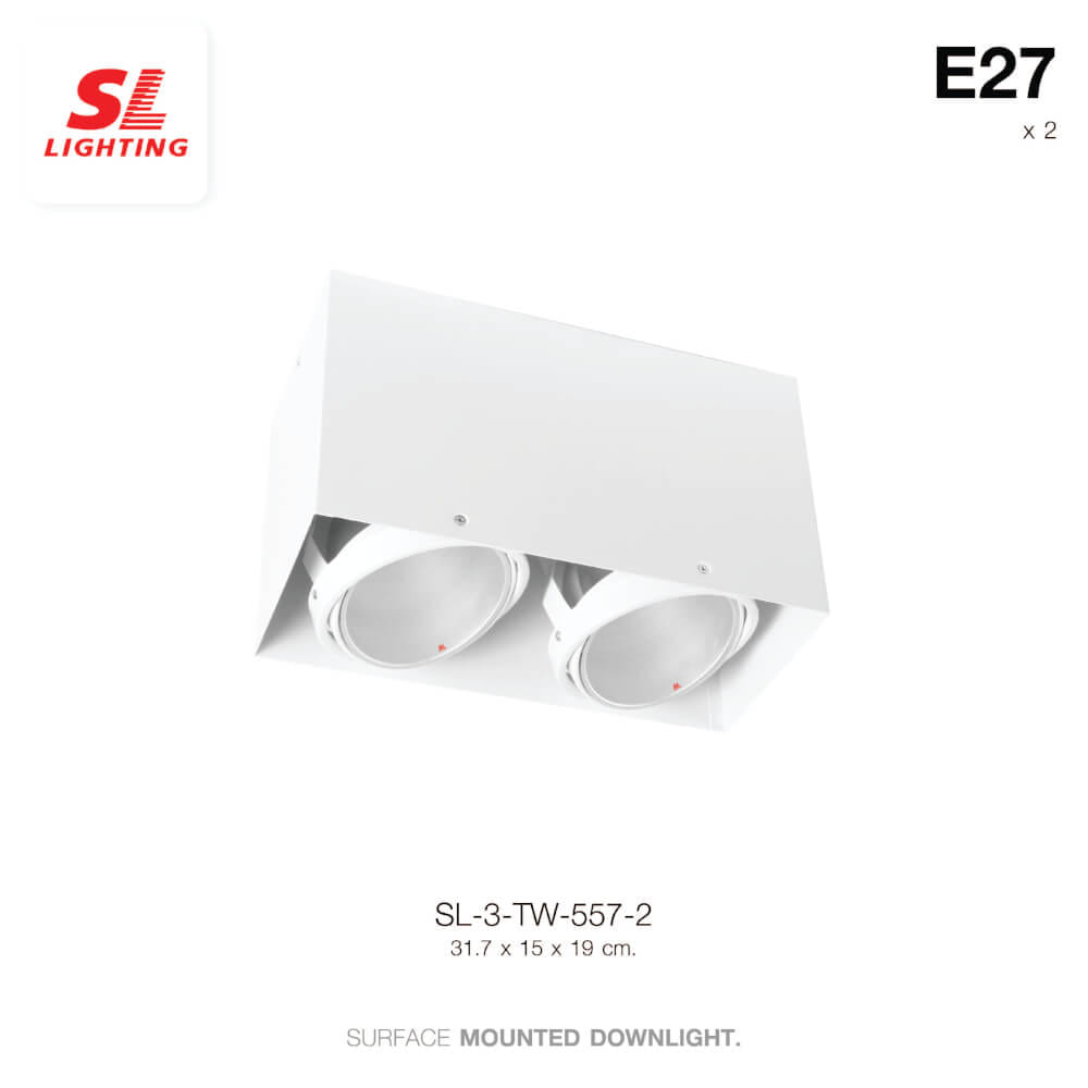 ดาวน์ไลท์ SL LIGHTING 557-2 สี่เหลี่ยม E27 สีขาว