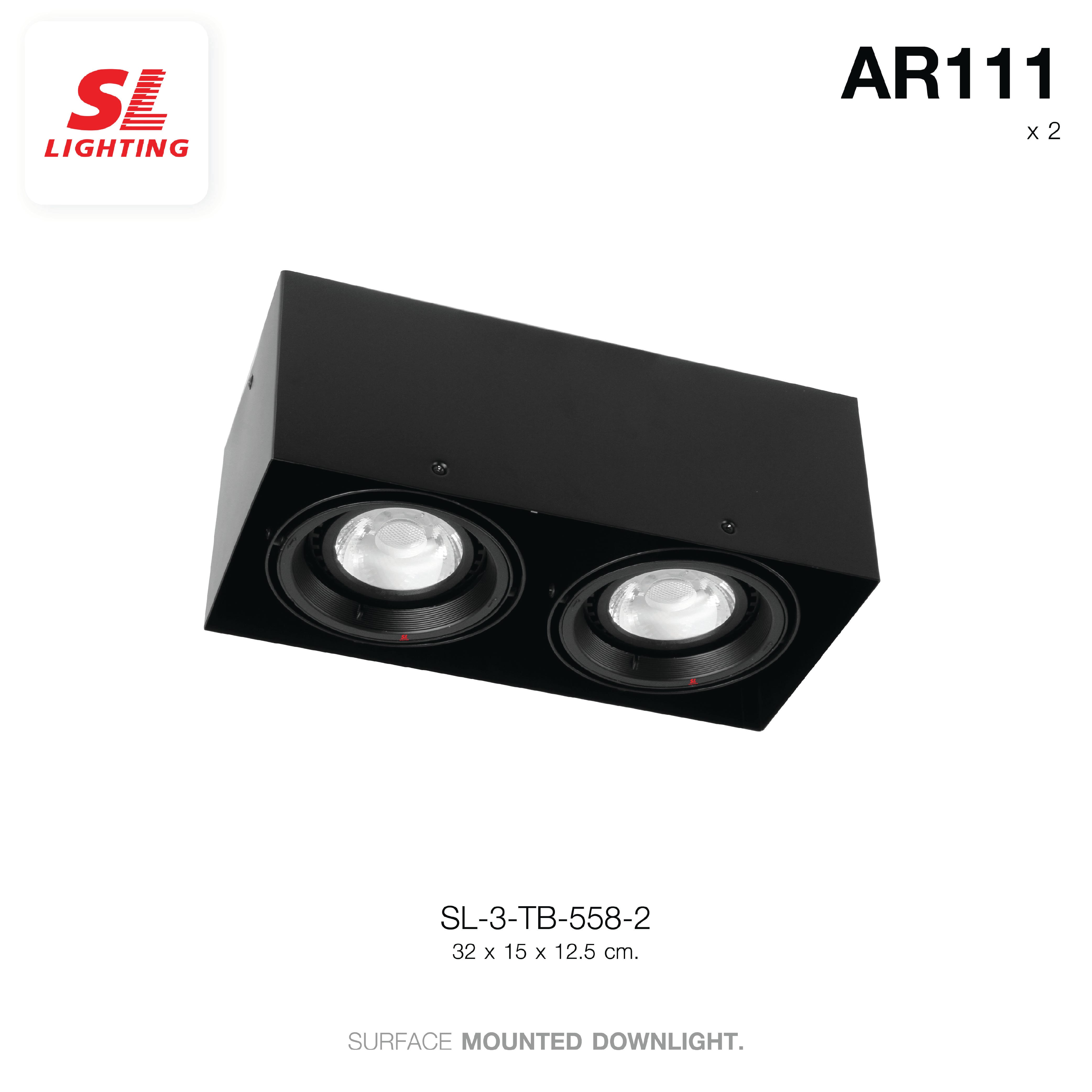 ดาวน์ไลท์ SL LIGHTING 558-2 สี่เหลี่ยม AR111 G53 สีดำ 2-SOCKET