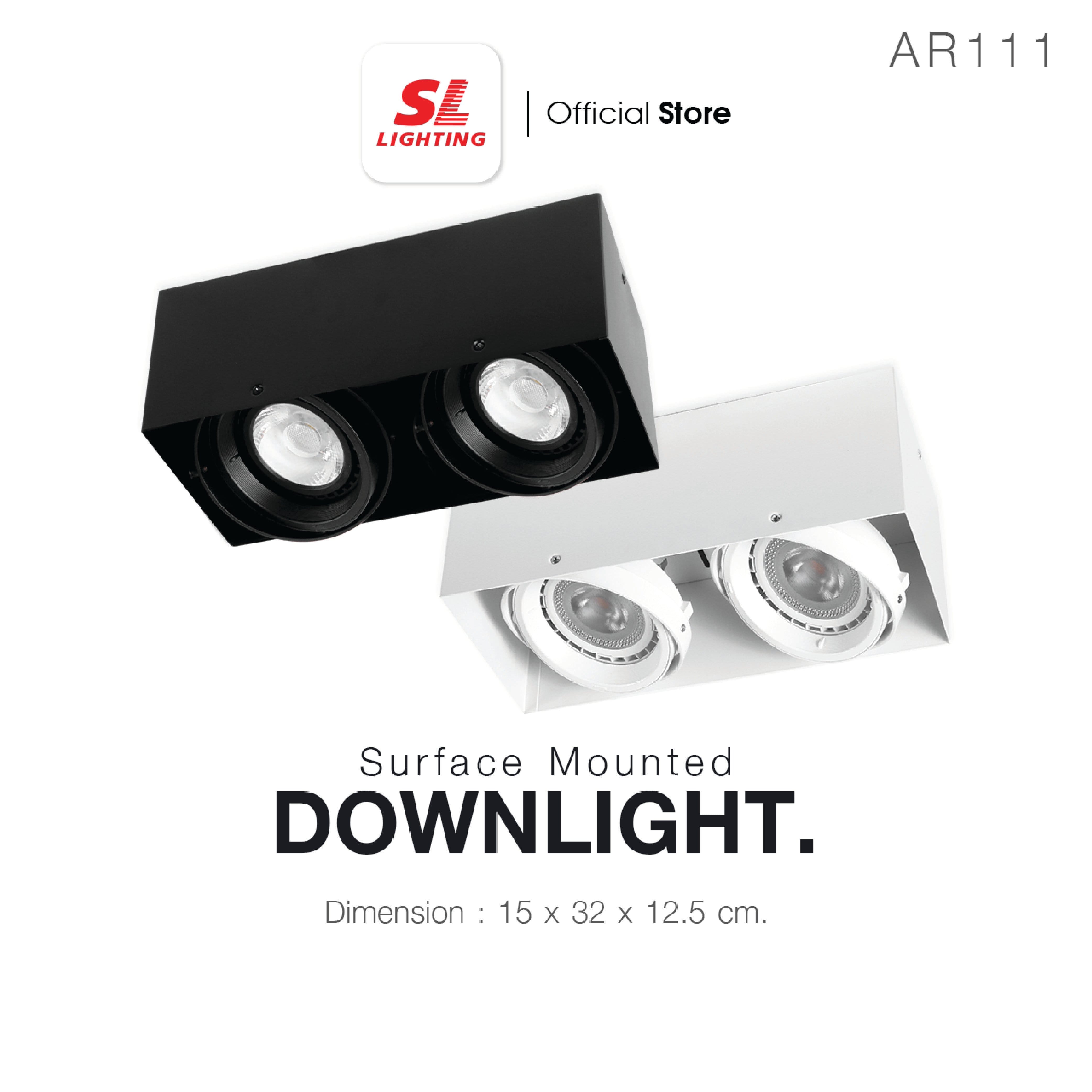 ดาวน์ไลท์ SL LIGHTING 558-2 สี่เหลี่ยม AR111 G53 สีดำ 2-SOCKET