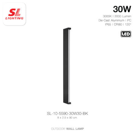ไฟผนังภายนอก LED SL LIGHTING 5590 30 วัตต์ WARM WHITE สีดำ_1