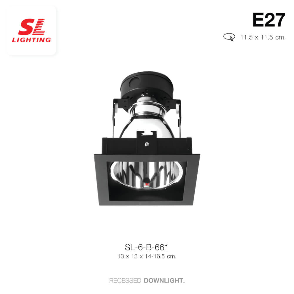 ดาวน์ไลท์ SL LIGHTING 661 ทรงสี่เหลี่ยม สีดำ