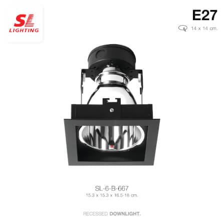 ดาวน์ไลท์ SL LIGHTING 667 6 นิ้ว ทรงสี่เหลี่ยม สีดำ_1