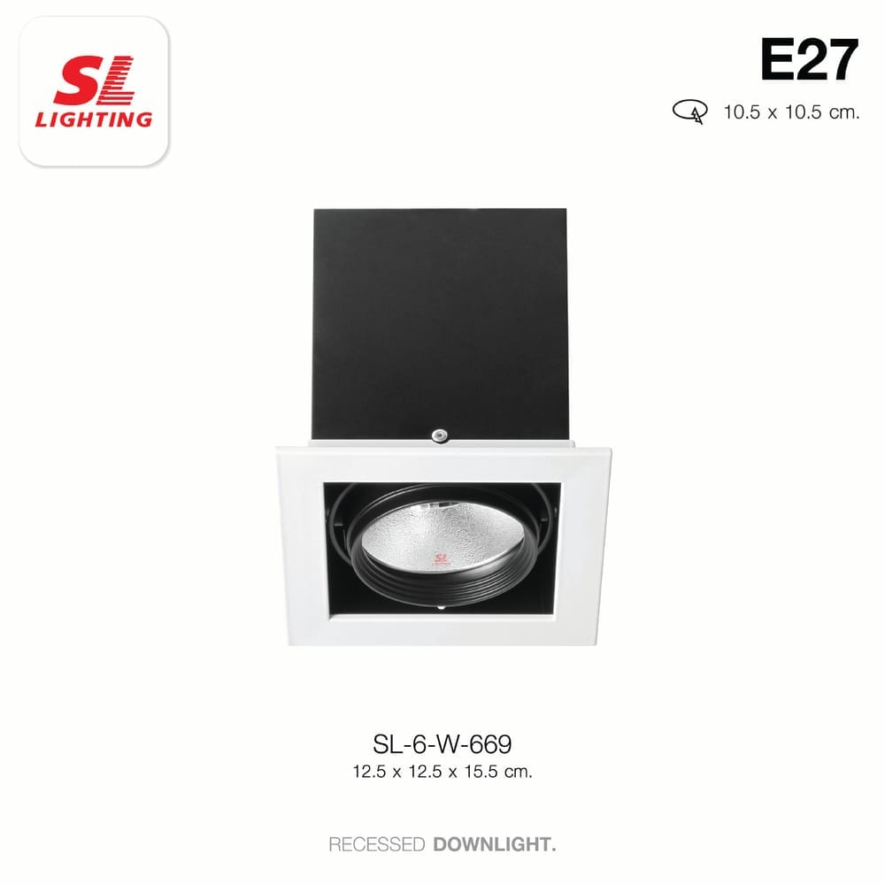 ดาวน์ไลท์ SL LIGHTING 669 สี่เหลี่ยม E27 สีขาว