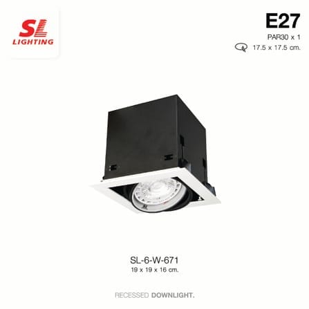 ดาวน์ไลท์ SL LIGHTING 671 สี่เหลี่ยม PAR30 E27 สีขาว_4