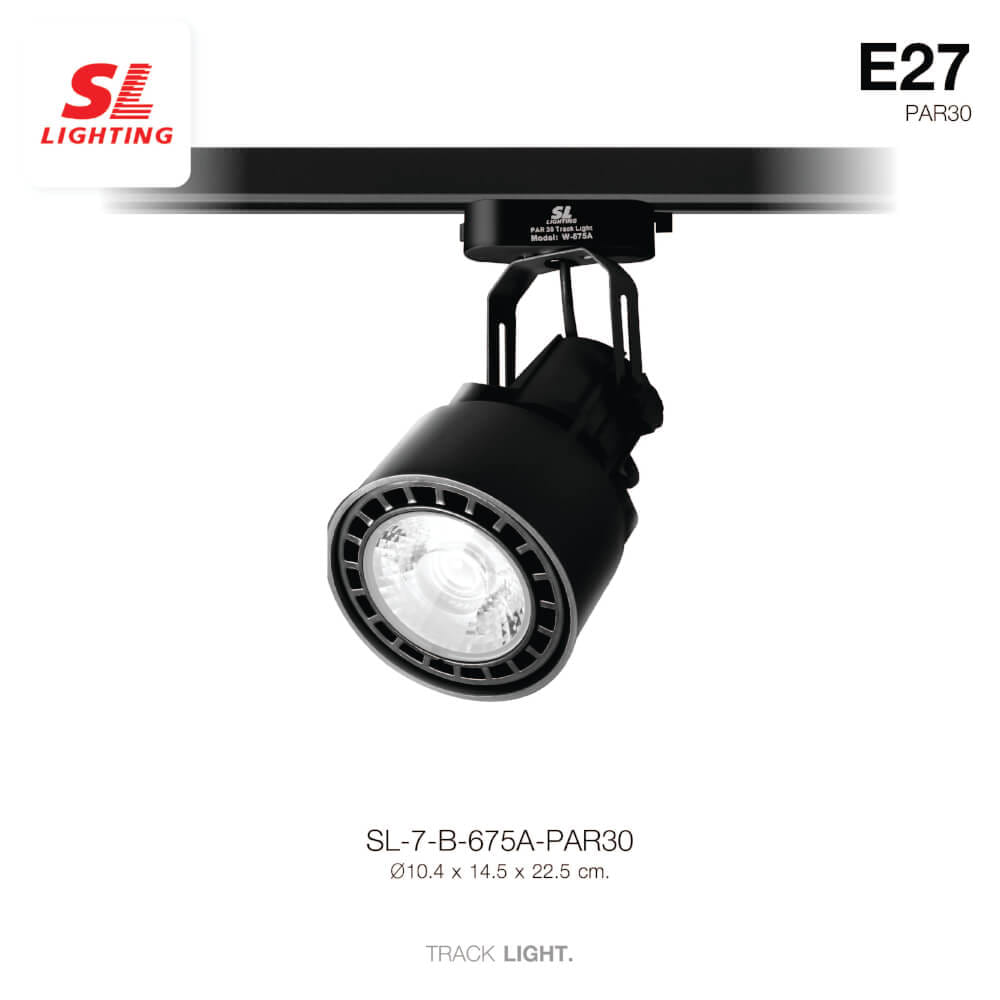 แทรคไลท์ ติดราง E27 PAR30 SL LIGHTING 675A สีดำ
