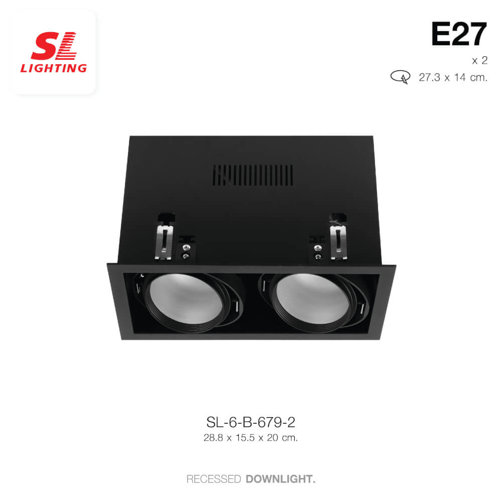 ดาวน์ไลท์ SL LIGHTING 679-2 ทรงสี่เหลี่ยม สีดำ