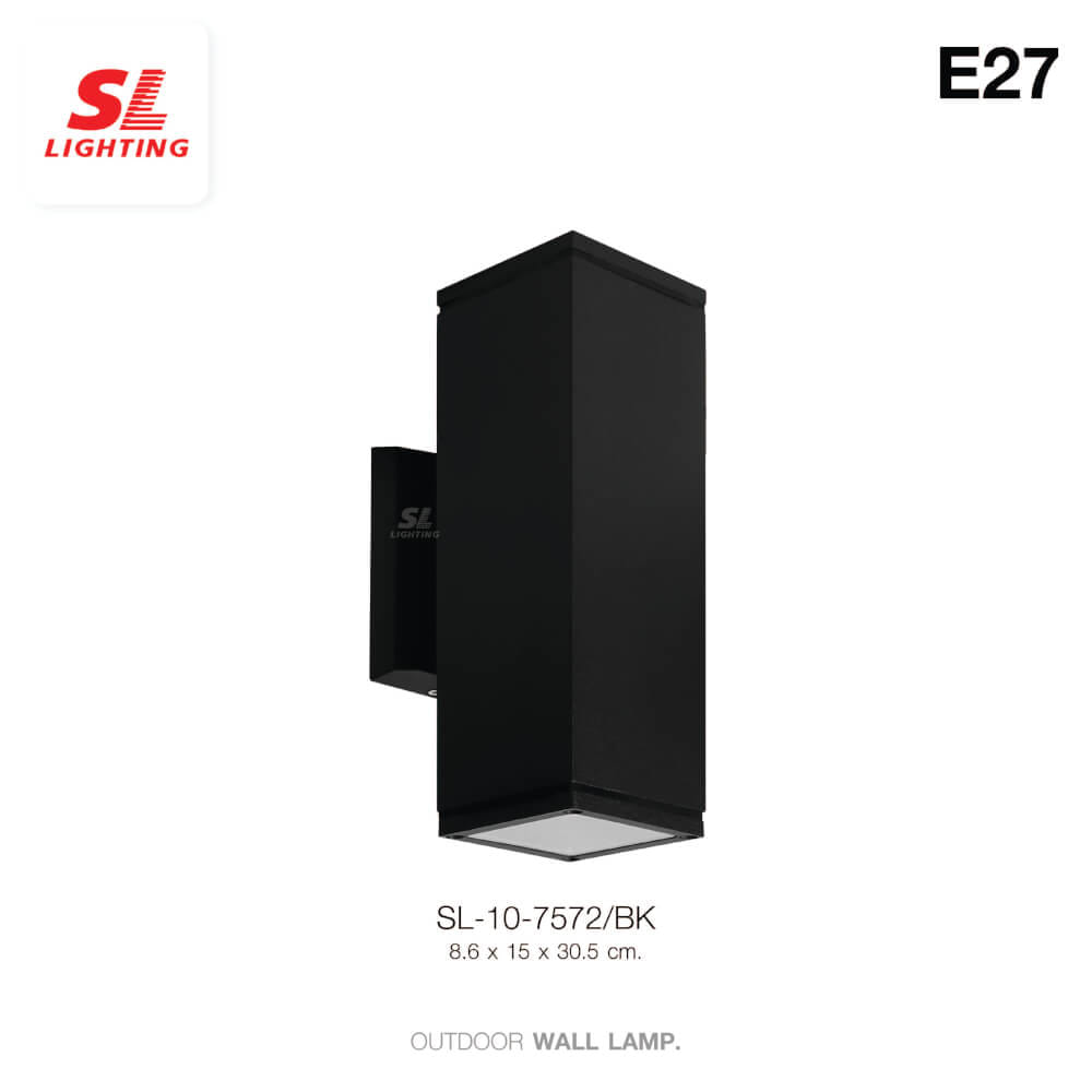 ไฟผนังภายนอก SL LIGHTING 7572 E27 สี่เหลี่ยม สีดำ แบบ 2 ทาง