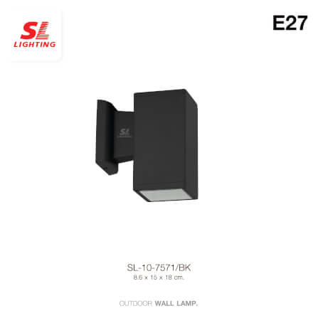ไฟผนังภายนอก SL LIGHTING 7571 E27 สี่เหลี่ยม สีดำ แบบ 1 ทาง_3