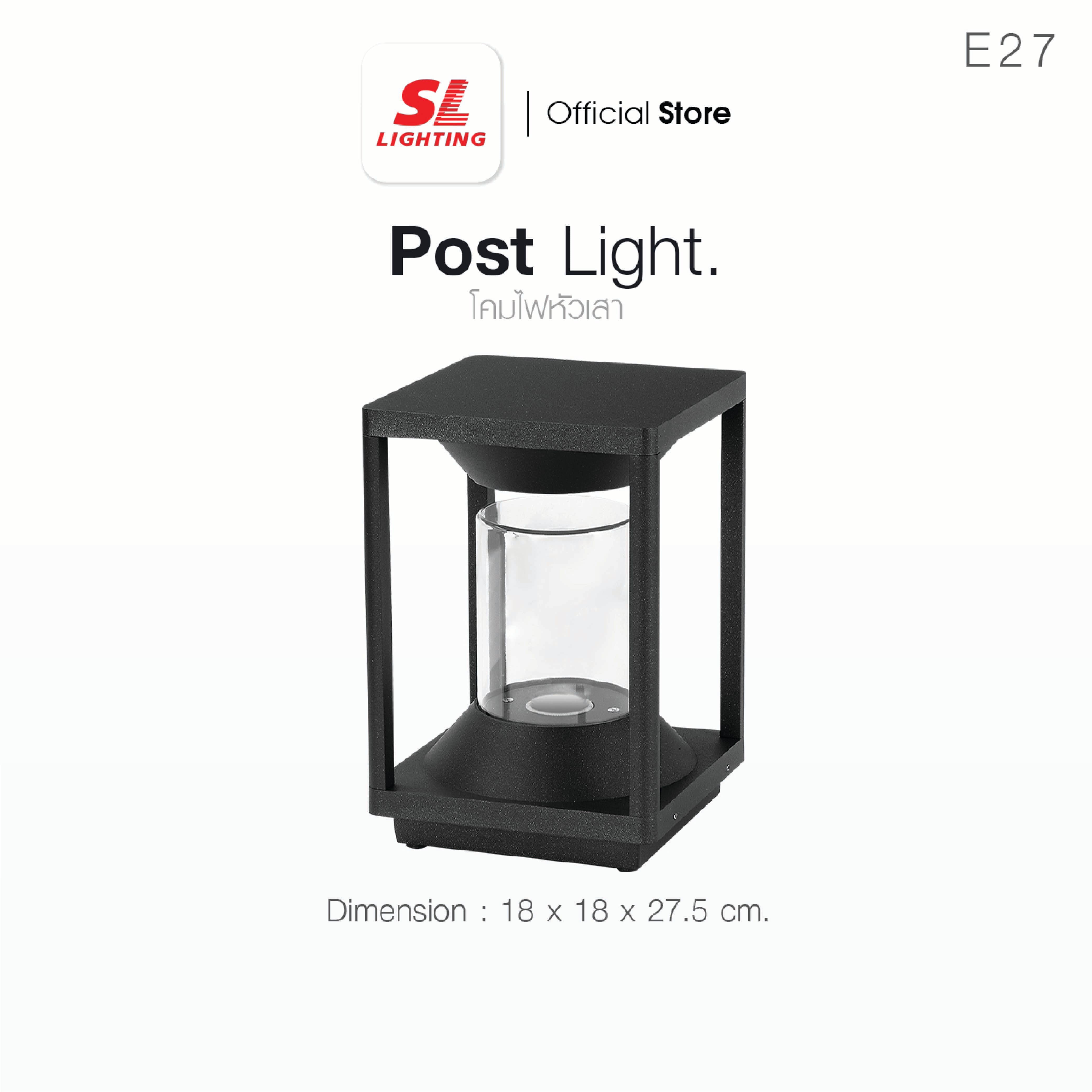 ไฟหัวเสา SL LIGHTING 8163S E27 สีดำ_4