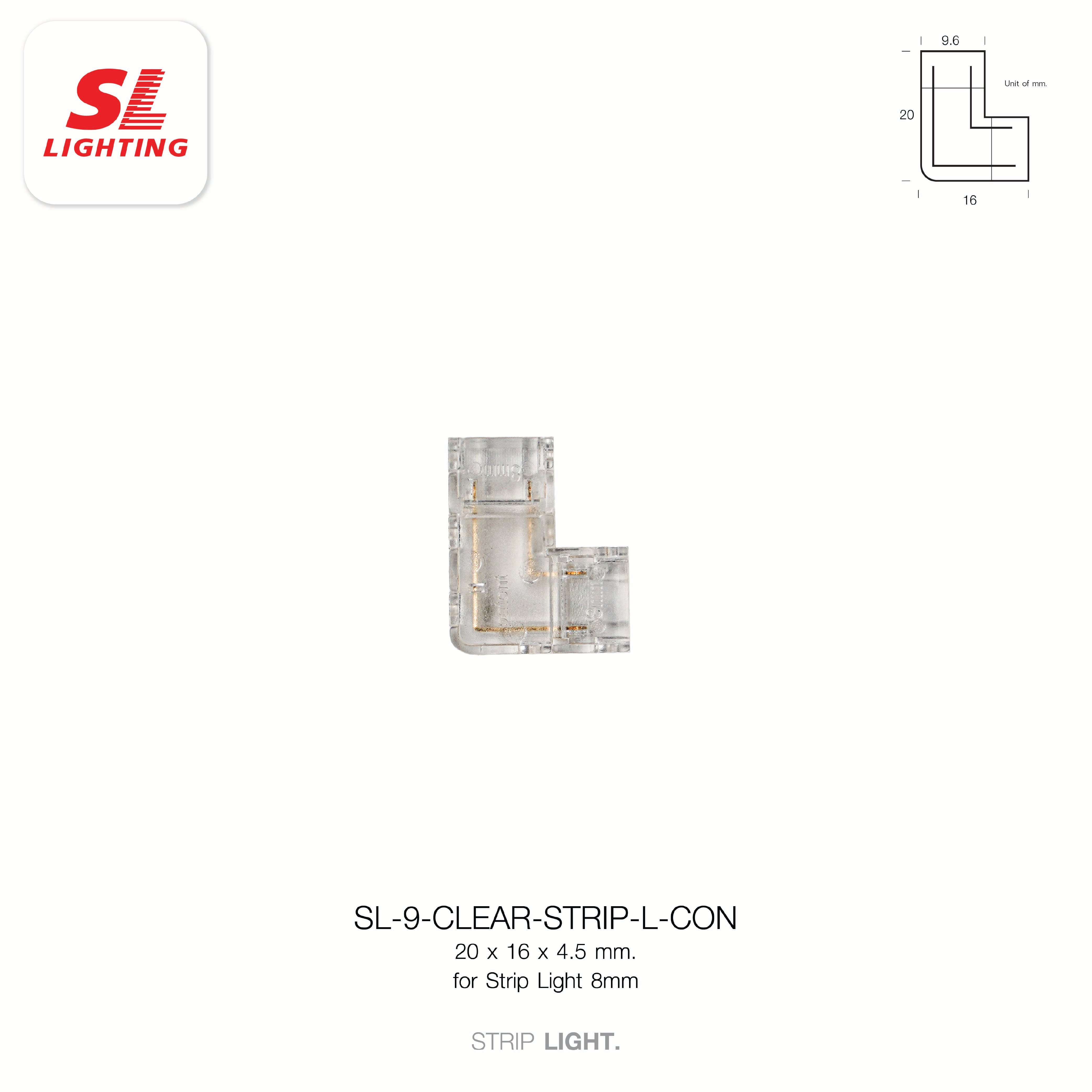 อุปกรณ์ต่อไฟ สำหรับไฟเส้น SL LIGHTING CLEAR-STRIP-L 2ทาง สีใส