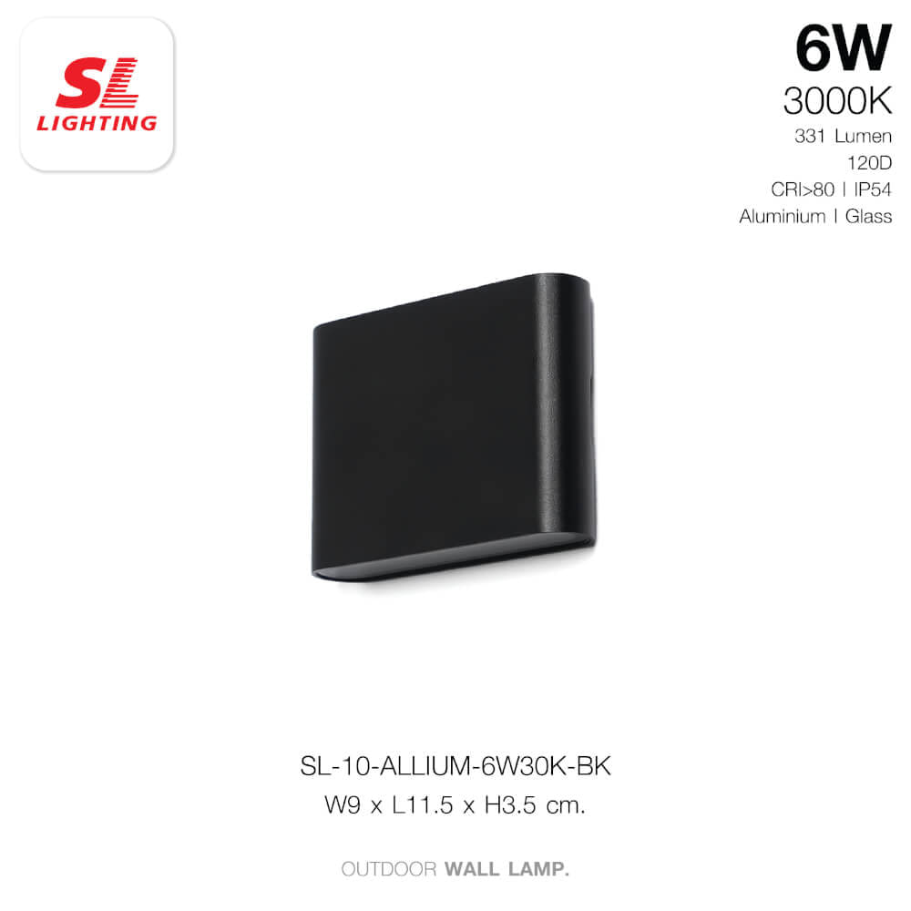 ไฟผนังภายนอก LED SL LIGHTING ALLIUM 6 วัตต์ WARM WHITE สีดำ