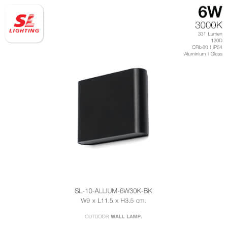 ไฟผนังภายนอก LED SL LIGHTING ALLIUM 6 วัตต์ WARM WHITE สีดำ_1