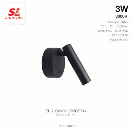 ไฟหัวเตียง LED SL LIGHTING CAMA 3 วัตต์ WARM WHITE สีดำ_2