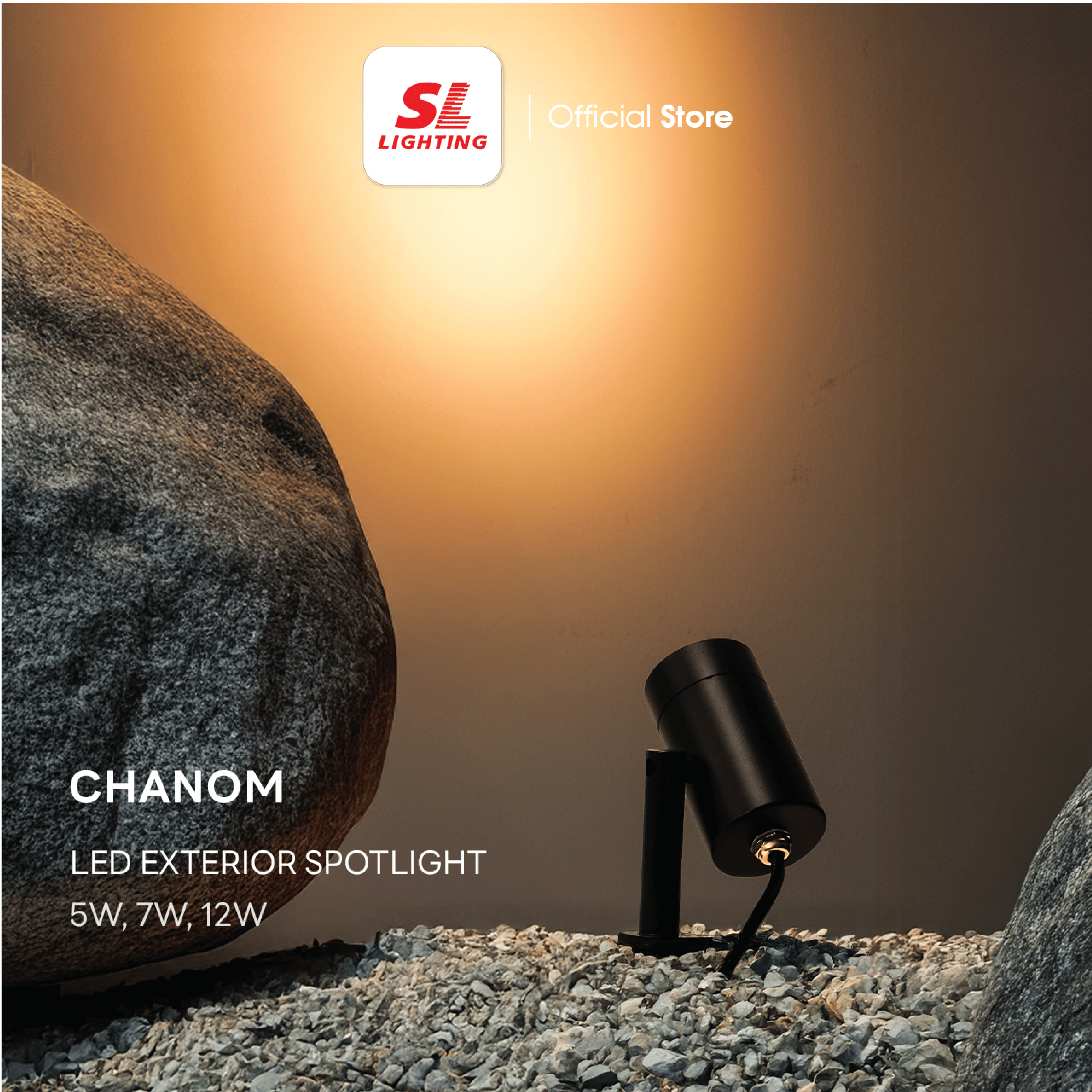 ไฟส่องต้นไม้ LED SL LIGHTING CHANOM 5 วัตต์ WARM WHITE สีดำ (ปักดิน)_1