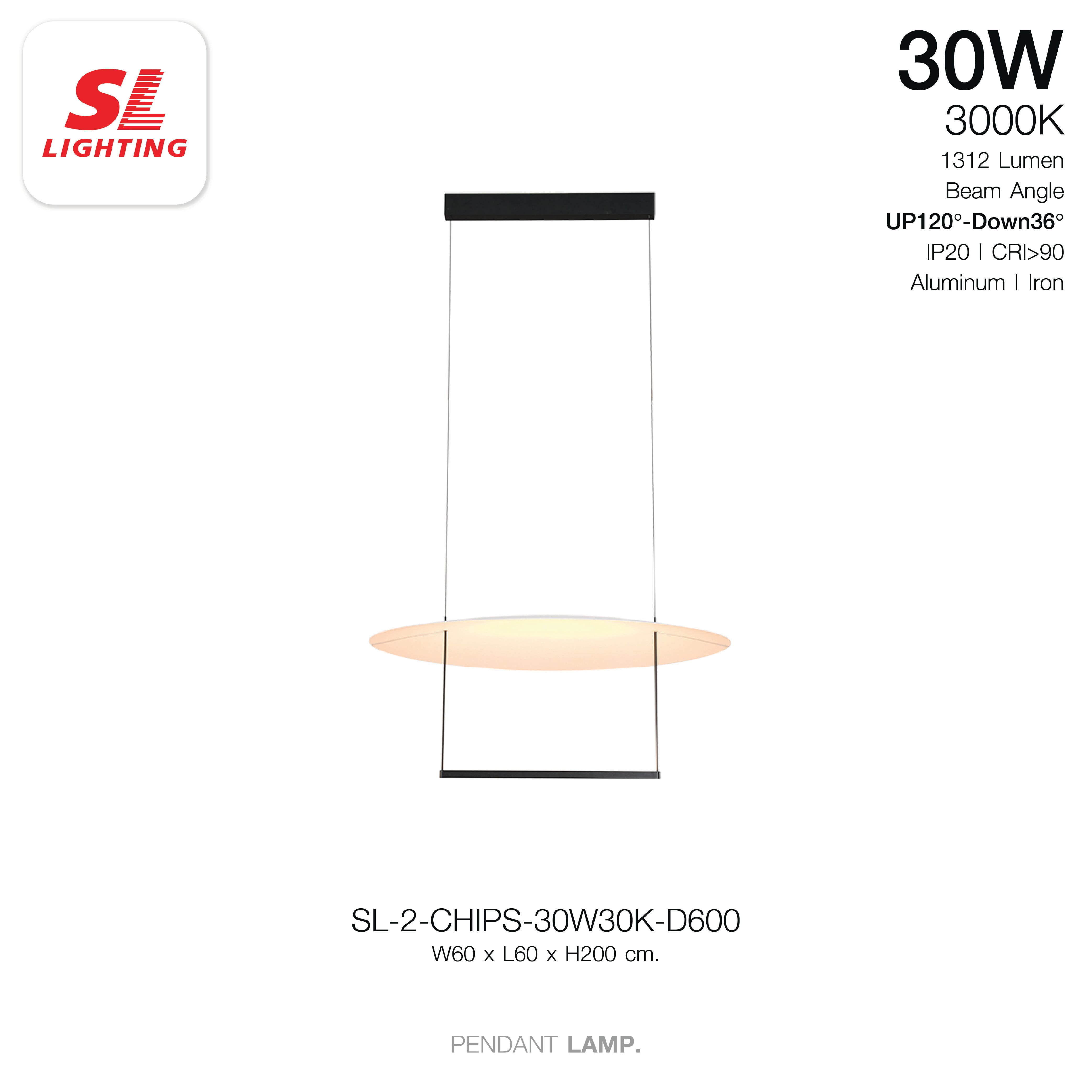 ไฟช่อ LED SL LIGHTING รุ่น CHIPS 30 วัตต์ 60 ซม. WARM WHITE สีดำ_9
