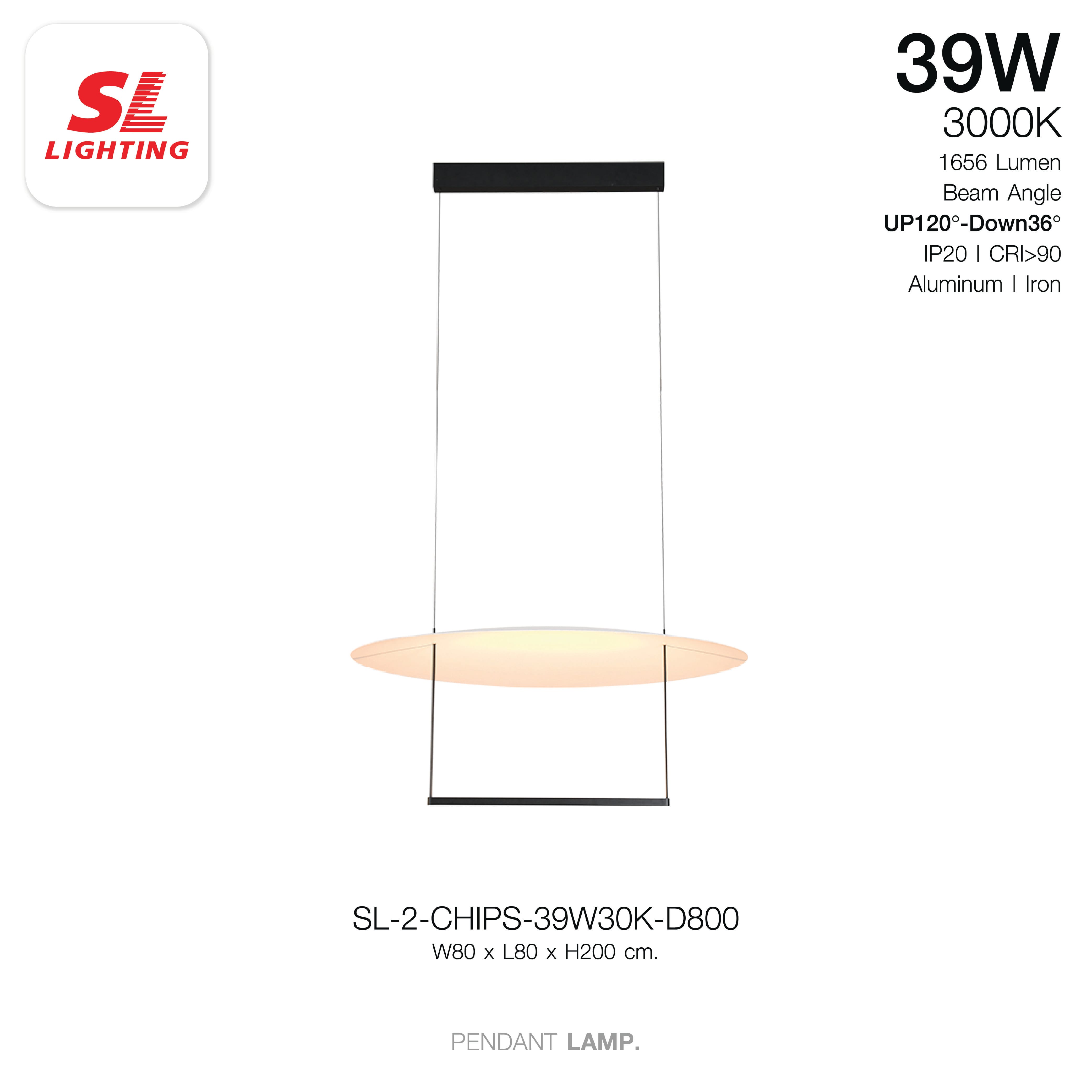 ไฟช่อ LED SL LIGHTING รุ่น CHIPS 39 วัตต์ 80 ซม. WARM WHITE สีดำ_9