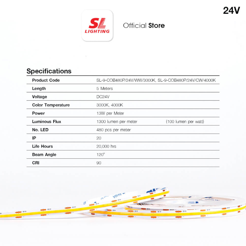 ไฟเส้น LED SL LIGHTING 24V 13 วัตต์ 5 เมตร COOL WHITE