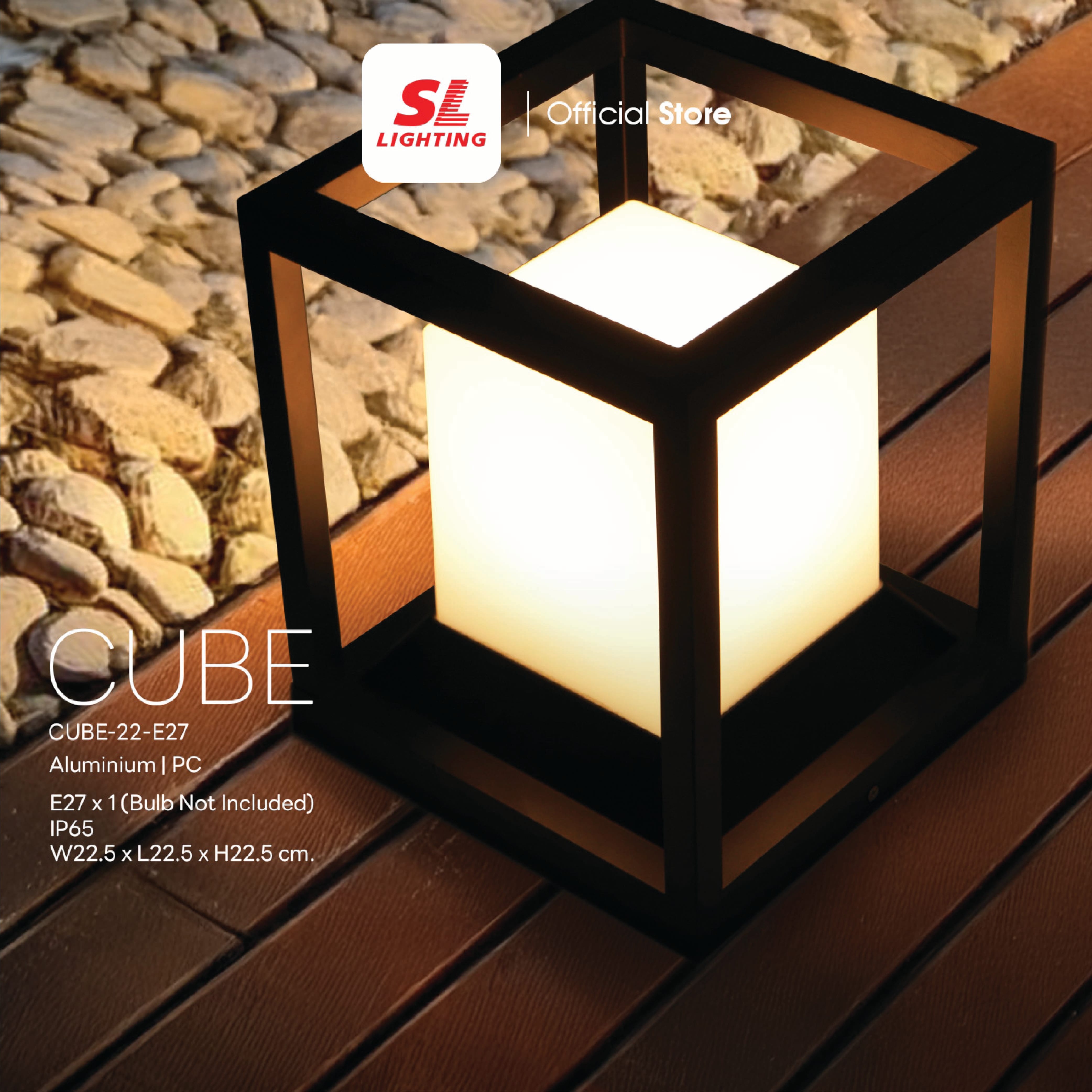 ไฟหัวเสา SL LIGHTING CUBE E27 สีดำ_3