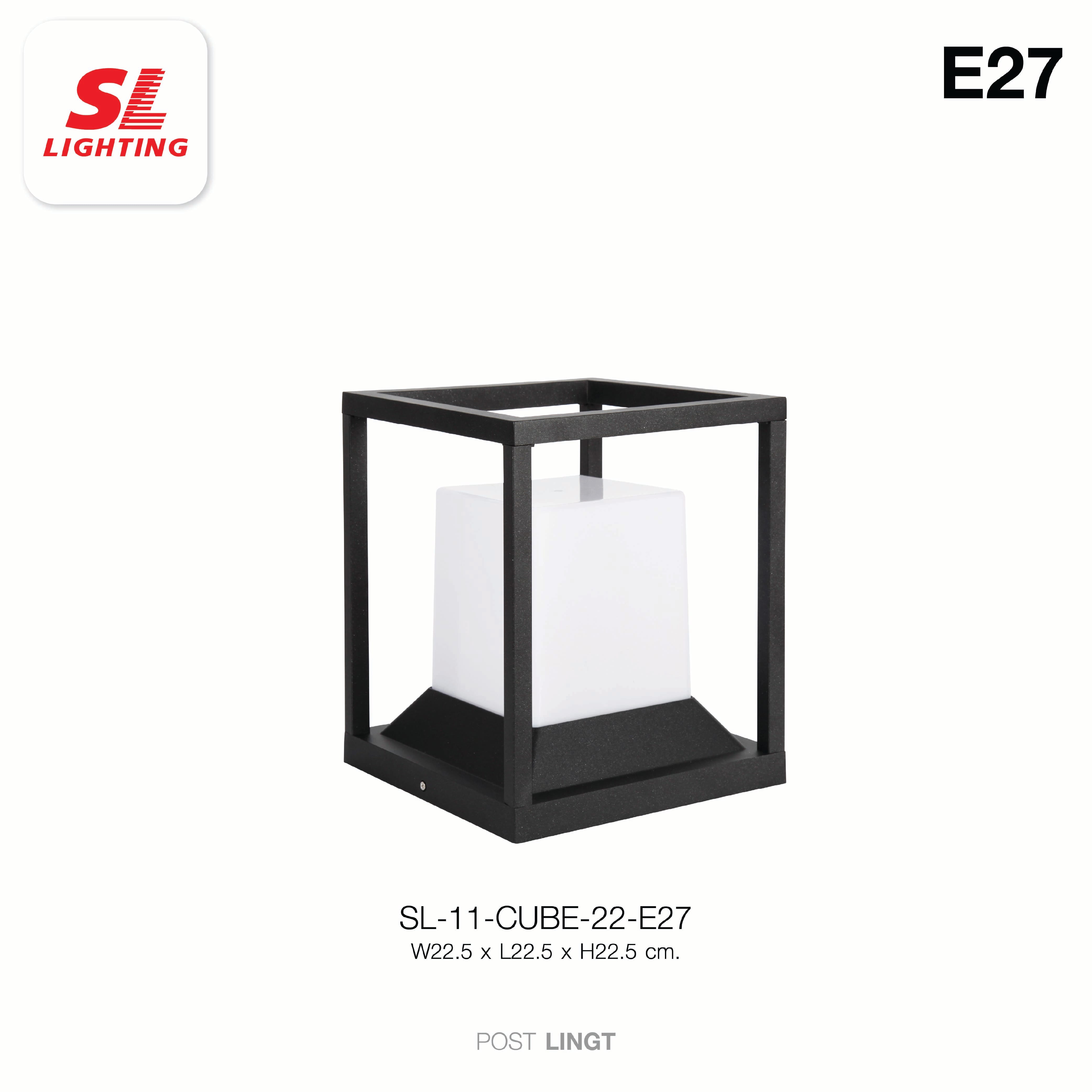 ไฟหัวเสา SL LIGHTING CUBE E27 สีดำ_2