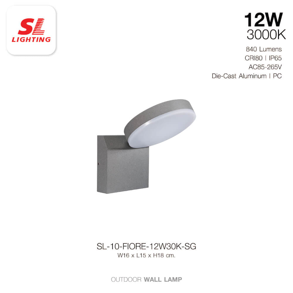 ไฟผนังภายนอก LED SL LIGHTING FIORE 12 วัตต์ WARM WHITE สีเทา