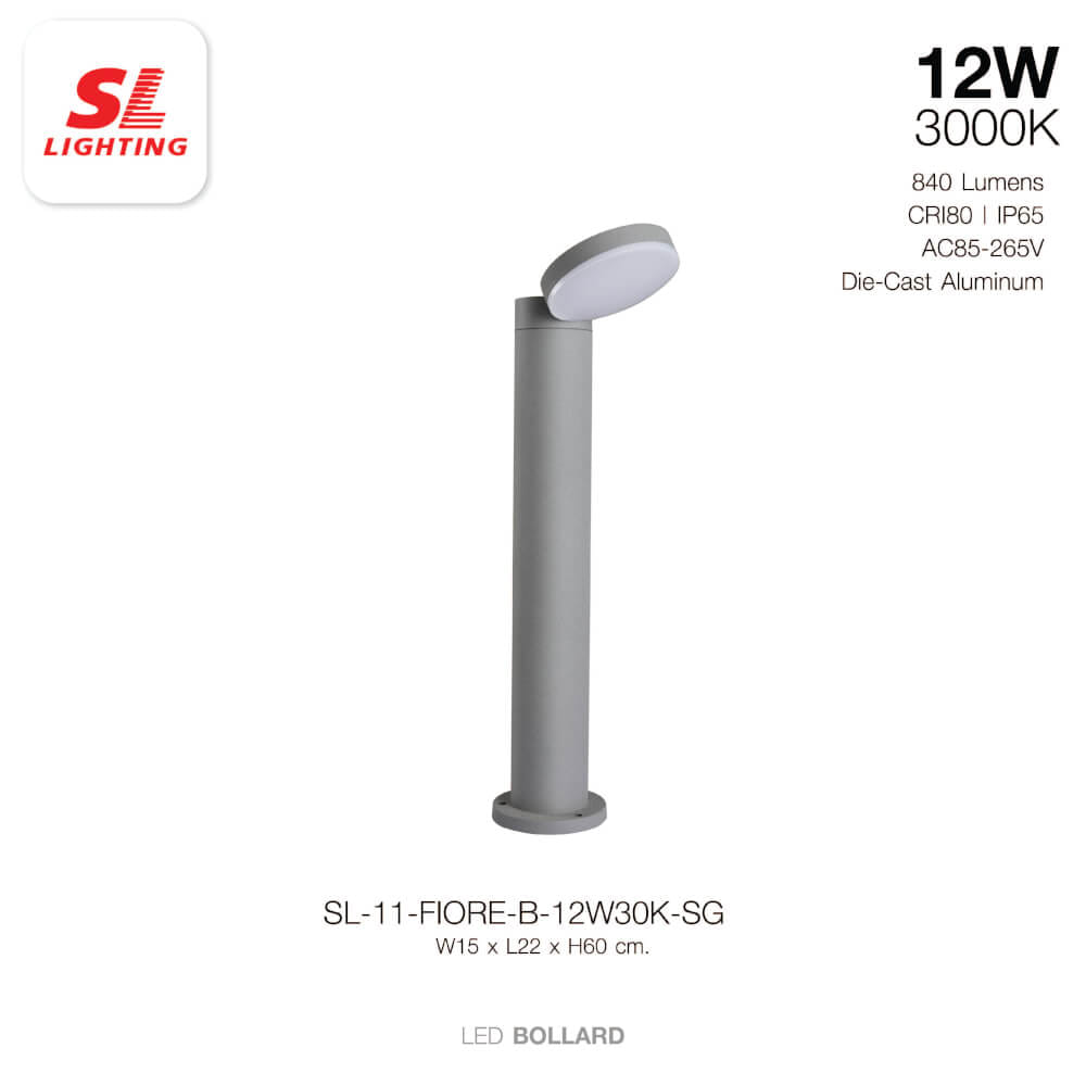 ไฟทางเดิน LED SL LIGHTING FIORE 12 วัตต์ WARM WHITE สีเทา