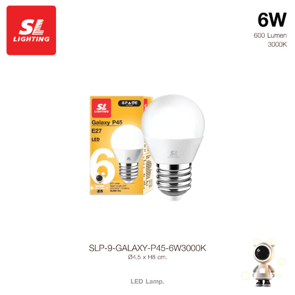 หลอด LED SL LIGHTING P45 200D 6 วัตต์ WARM WHITE E27_2