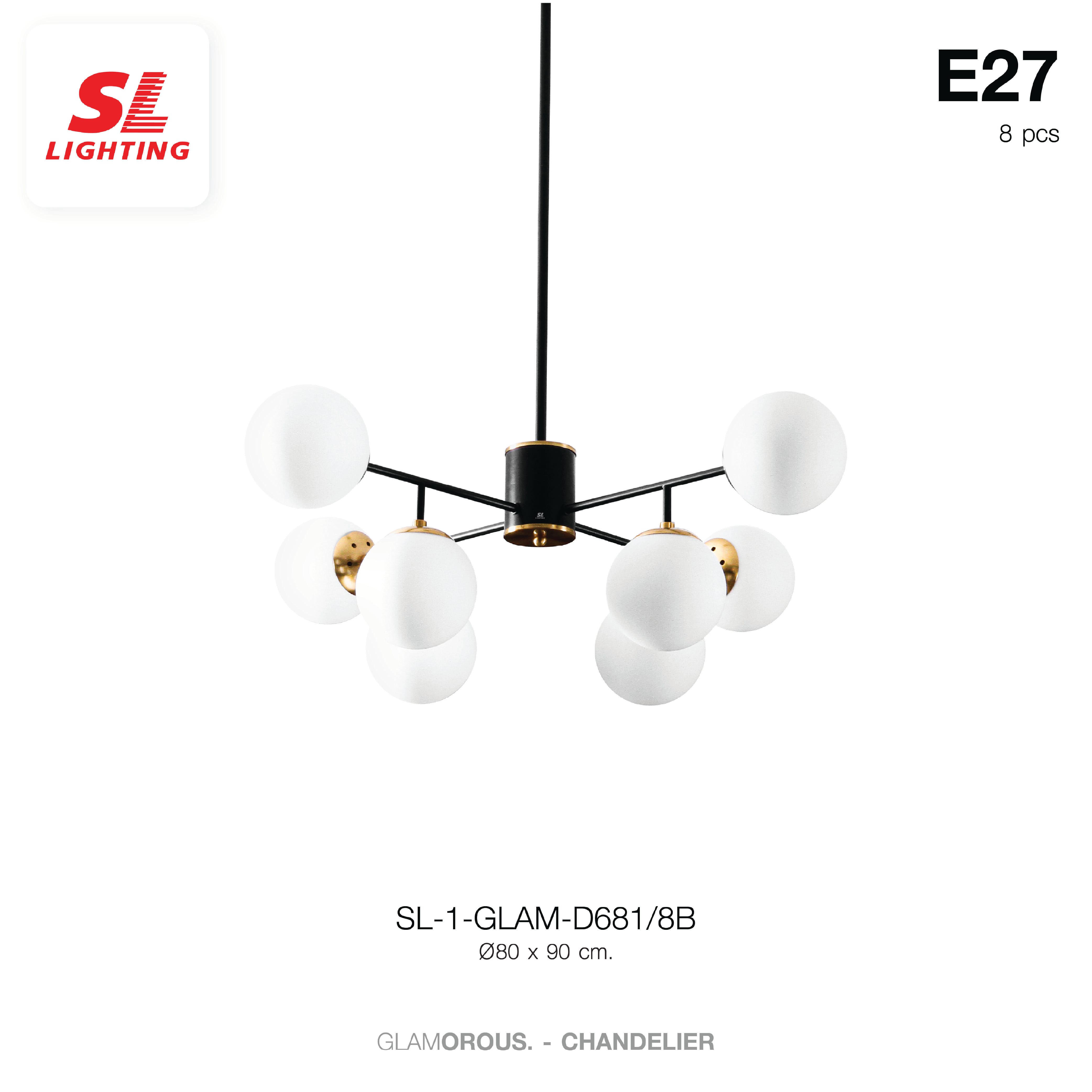 ไฟช่อ SL LIGHTING GLAM-D681 E27 8 หัว ดำ/ทอง_1