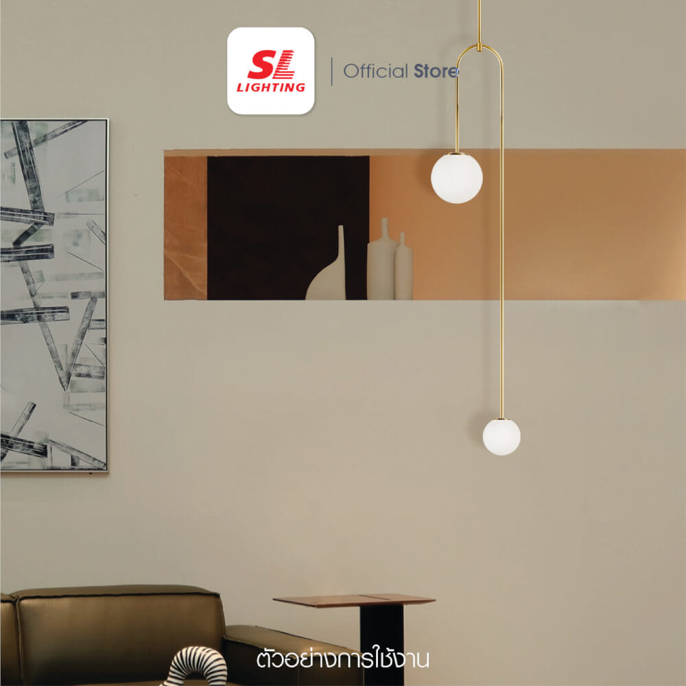 ไฟช่อ สไตล์ GLAMOROUS SL LIGHTING รุ่น GLAM-P2053/2 G9 สีขาว/ทอง 2 หัว