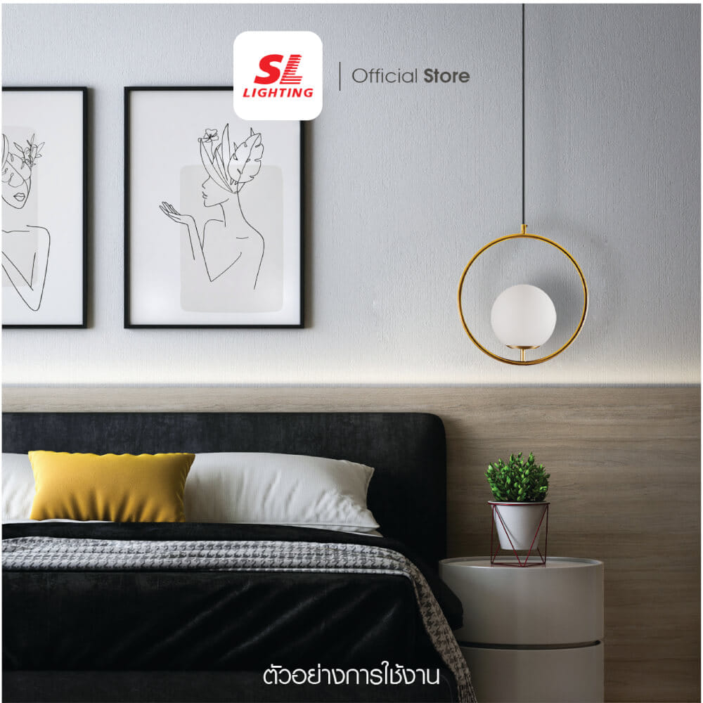 ไฟช่อ สไตล์ GLAMOROUS SL LIGHTING รุ่น GLAM-P902/1 E27 สีขาว/ทอง 1 หัว_2