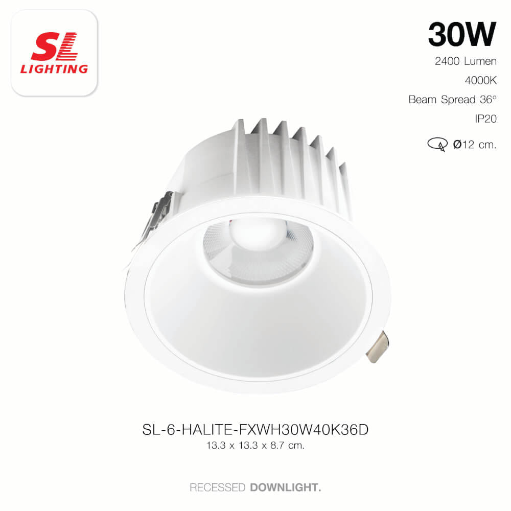 ดาวน์ไลท์ LED SL LIGHTING HALITE 30 วัตต์ COOL WHITE สีขาว