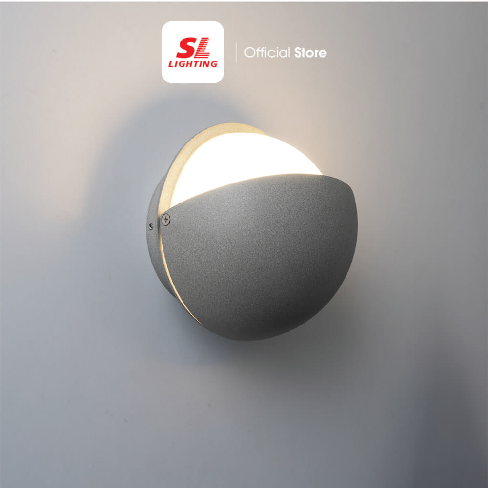 ไฟผนังภายนอก LED SL LIGHTING KLOM 12 วัตต์ WARM WHITE สีเทา