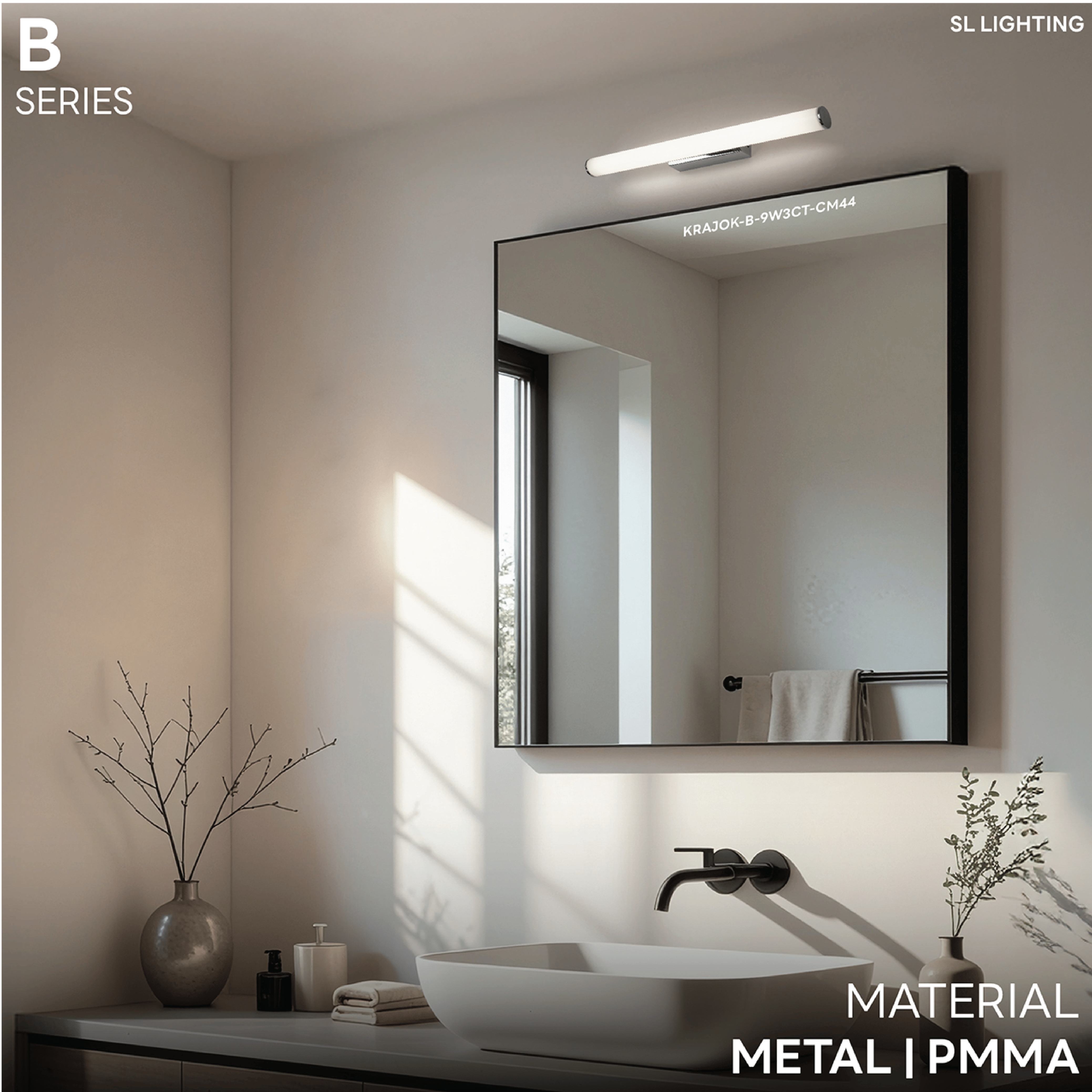 ไฟกิ่งภายใน LED SL LIGHTING KRAJOK-B 9 วัตต์ เปลี่ยนได้ 3 แสง สีเงินเงา