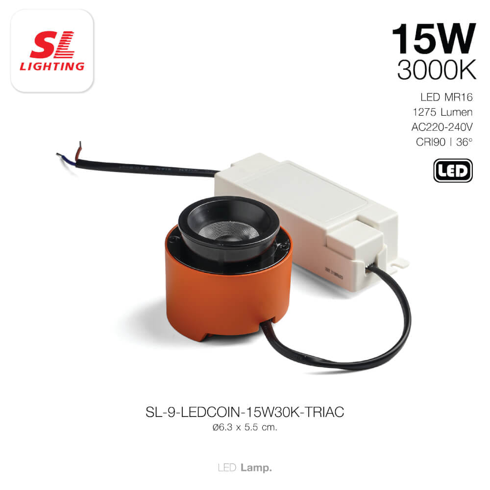 หลอด LED SL LIGHTING COIN MR16 DIM TRIAC 36D 15 วัตต์ WARM WHITE_1