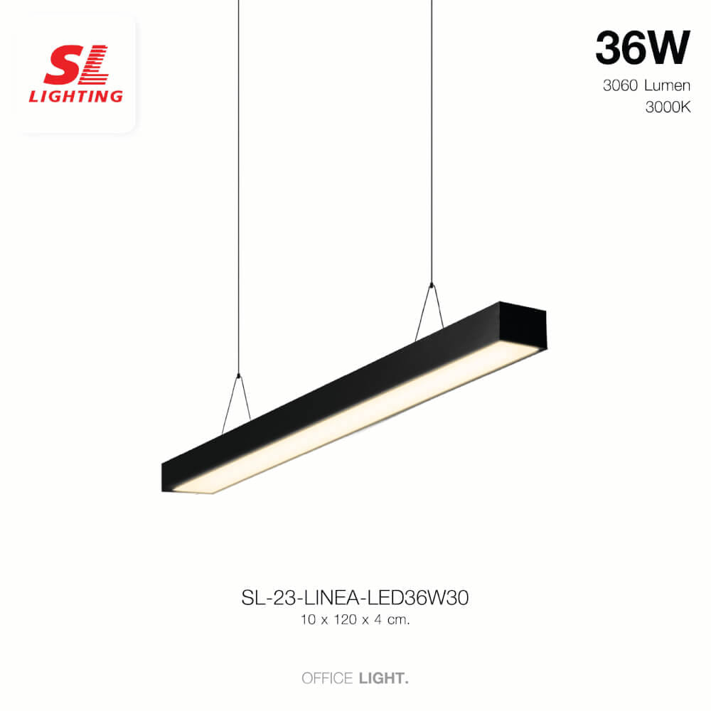 โคมไฟออฟฟิศ LED SL LIGHTING LINEA 36W 120 ซม. WARM WHITE สีดำ