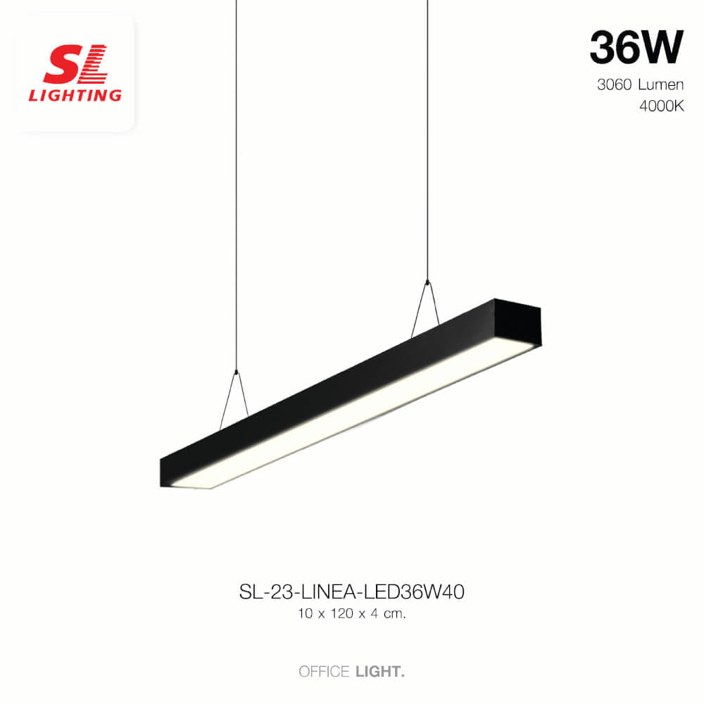 โคมไฟออฟฟิศ LED SL LIGHTING LINEA 36W 120 ซม. COOL WHITE สีดำ