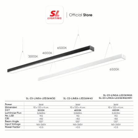 โคมไฟออฟฟิศ LED SL LIGHTING LINEA 36W 120 ซม. DAY LIGHT สีดำ_4