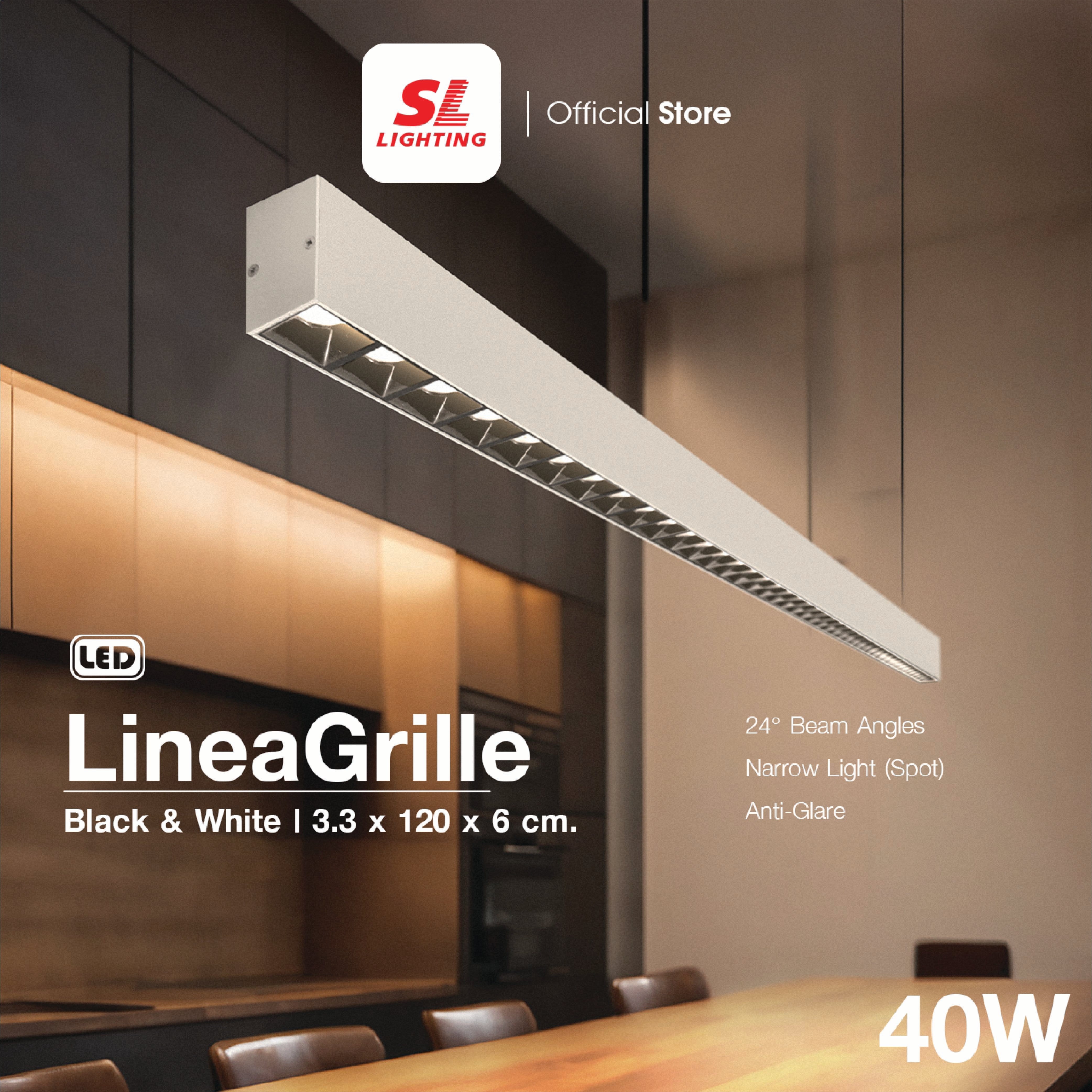 โคมไฟออฟฟิศ LED SL LIGHTING LINEAGRILL 40W 120 ซม. COOL WHITE สีขาว_1