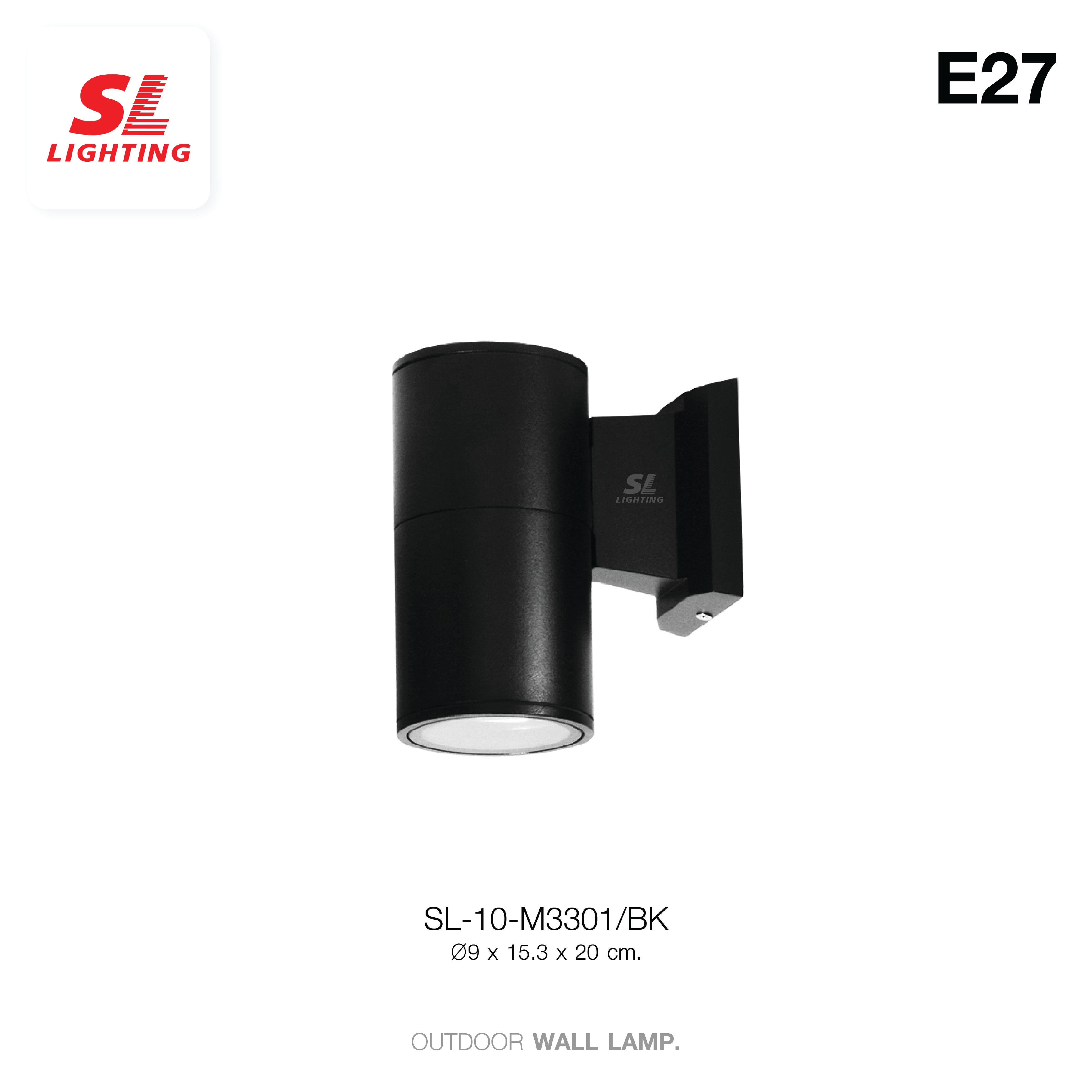 ไฟผนังภายนอก SL LIGHTING M3301 E27 ทรงกระบอก สีดำ แบบ 1 ทาง