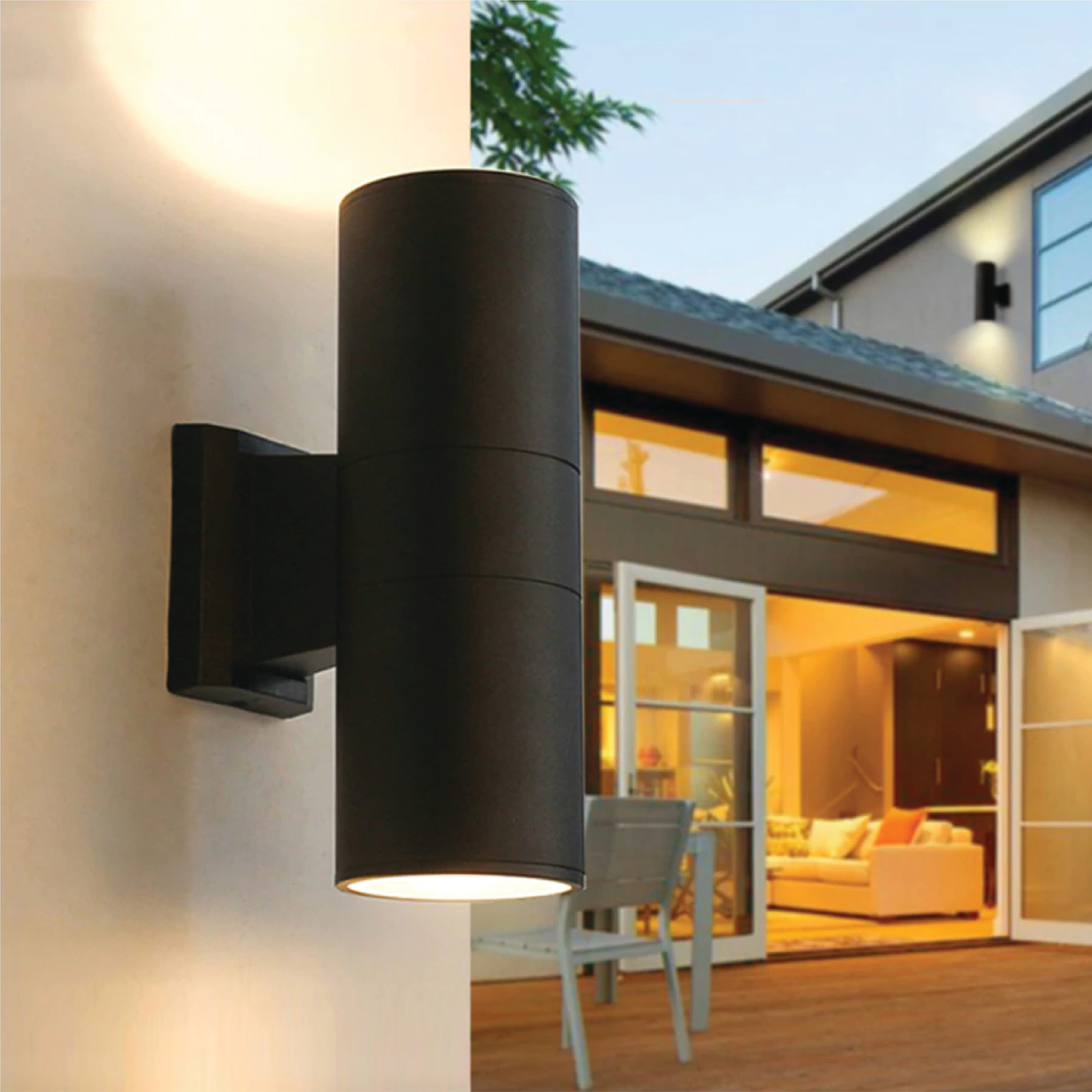 ไฟผนังภายนอก SL LIGHTING M3301 E27 ทรงกระบอก สีดำ แบบ 2 ทาง