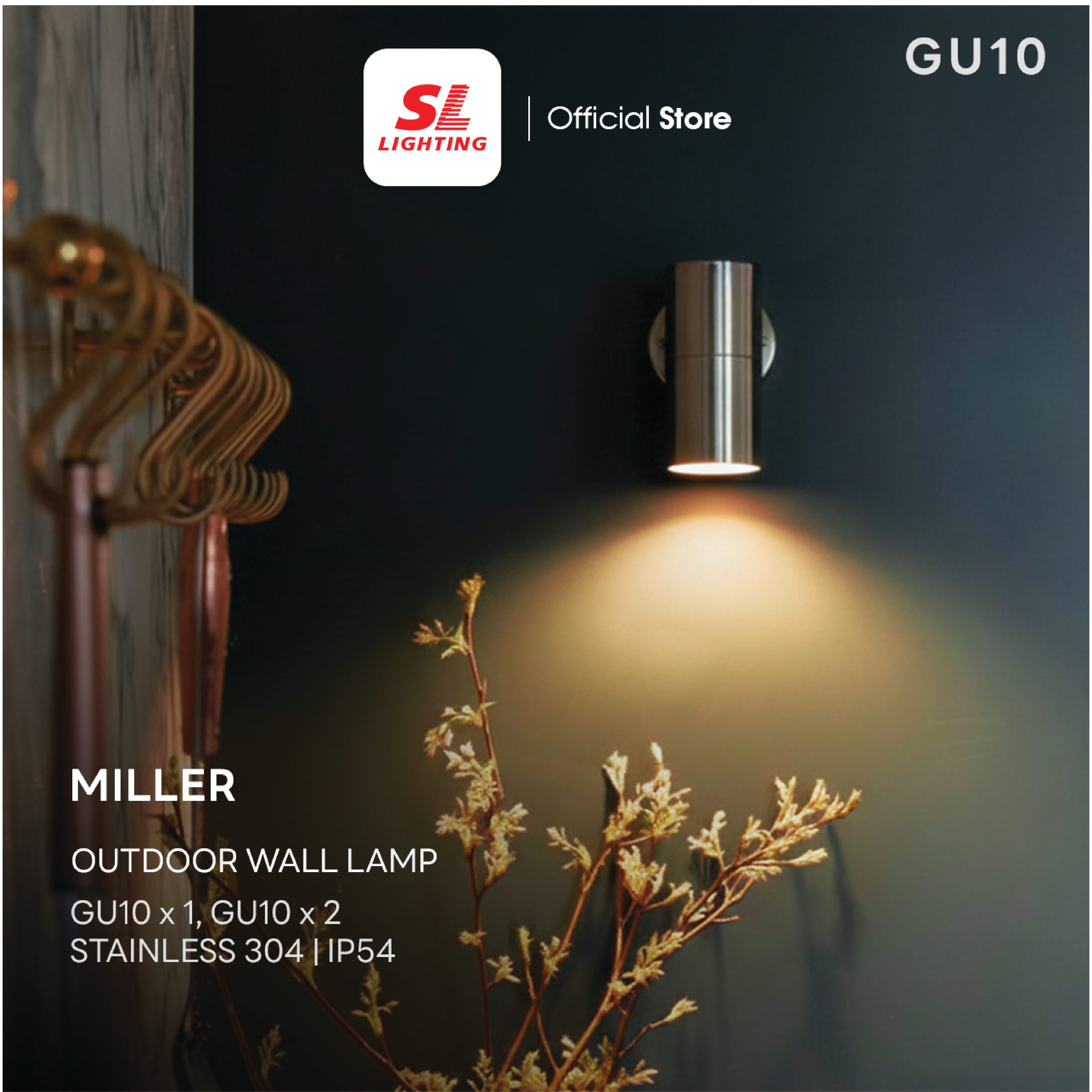 ไฟผนังภายนอก SL LIGHTING MILLER GU10 ทรงกระบอก สีเงิน แบบ 1 ทาง