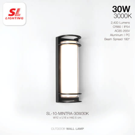 ไฟผนังภายนอก LED SL LIGHTING MINTRA 30 วัตต์ WARM WHITE สีดำ_1