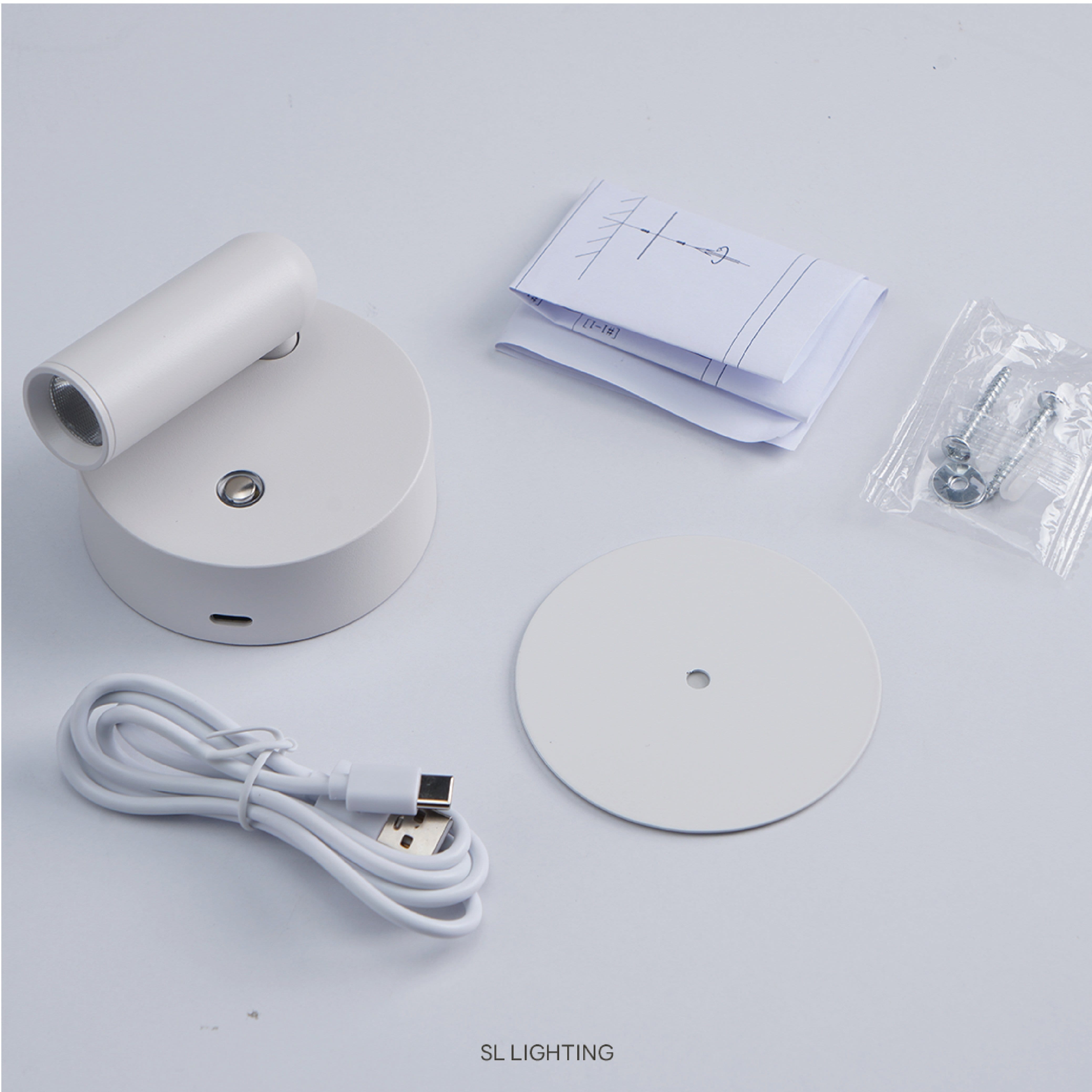 ไฟหัวเตียง LED SL LIGHTING MOE-ON 3 วัตต์ WARM WHITE Touch Control พอร์ตชาร์จ Type-C สีดำ