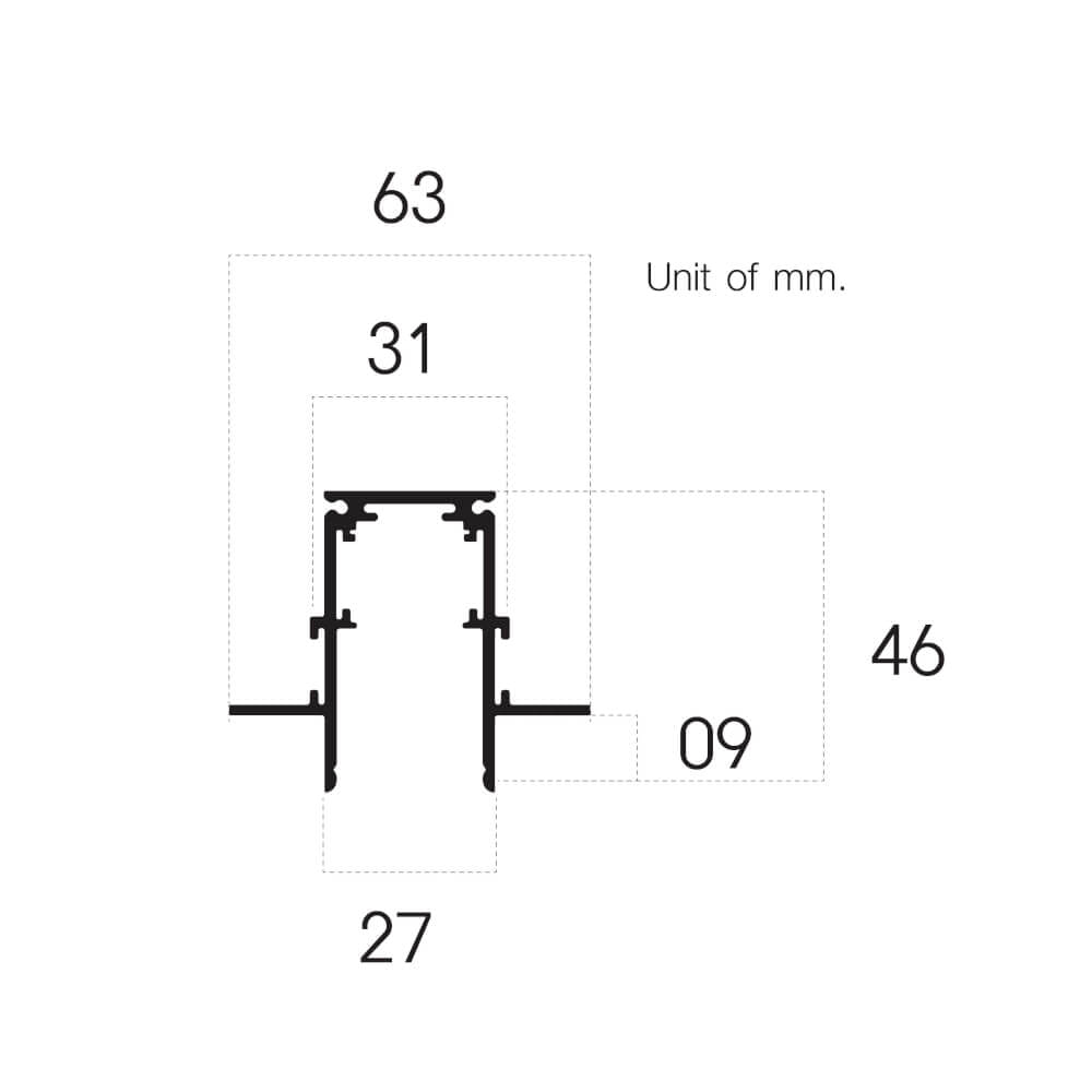 รางไฟแทรคไลท์ SL LIGHTING MAGNETIC แบบฝัง 20 มม. 1 เมตร สีดำ_3