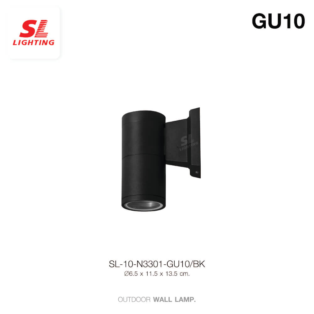 ไฟผนังภายนอก SL LIGHTING N3301 GU10 ทรงกระบอก สีดำ แบบ 1 ทาง