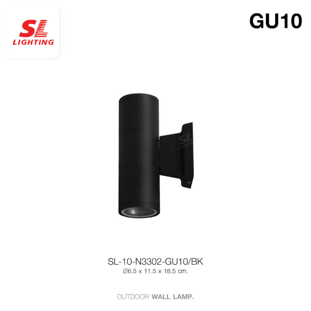 ไฟผนังภายนอก SL LIGHTING N3302 GU10 ทรงกระบอก สีเงิน แบบ 2 ทาง