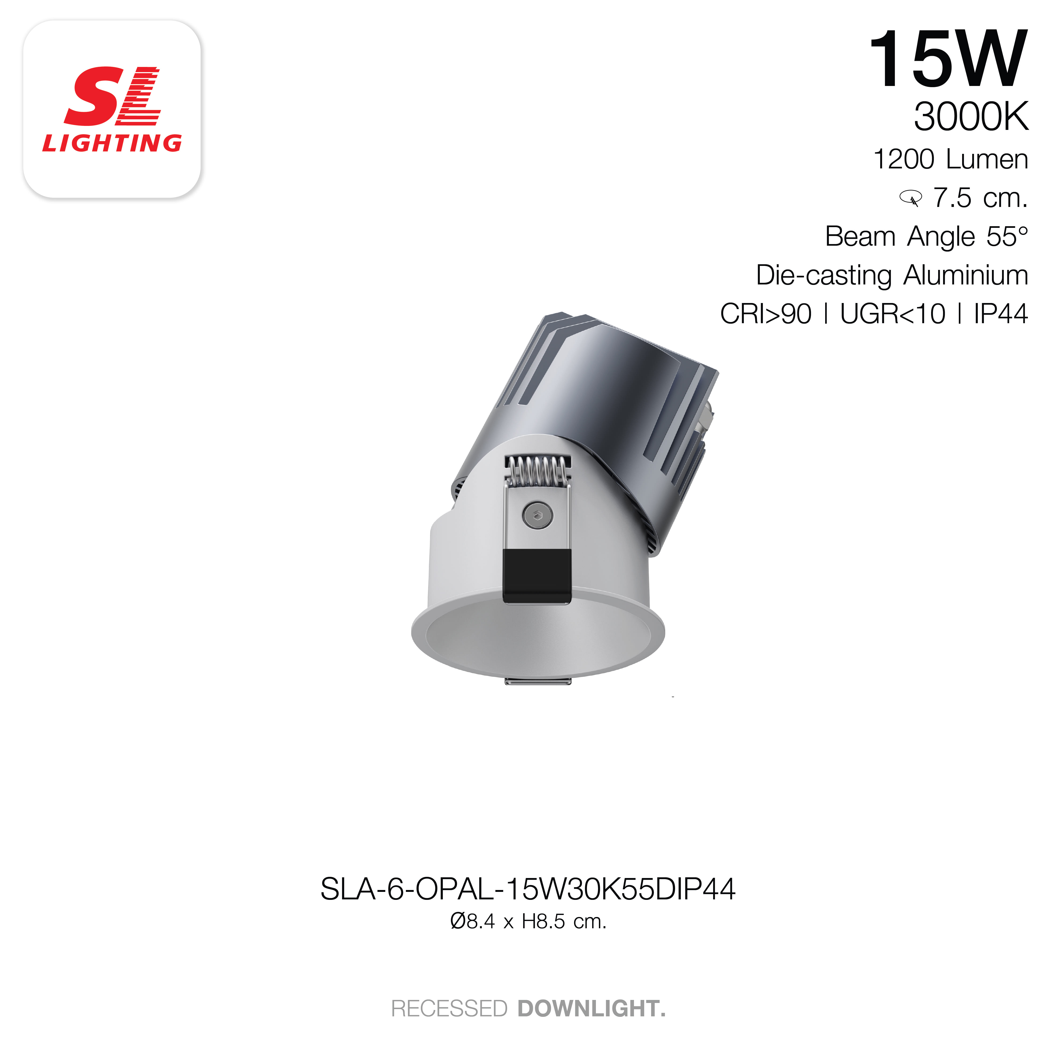 ดาวน์ไลท์ LED SL LIGHTING OPAL 15 วัตต์ WARM WHITE 55D IP44 สีขาว_4
