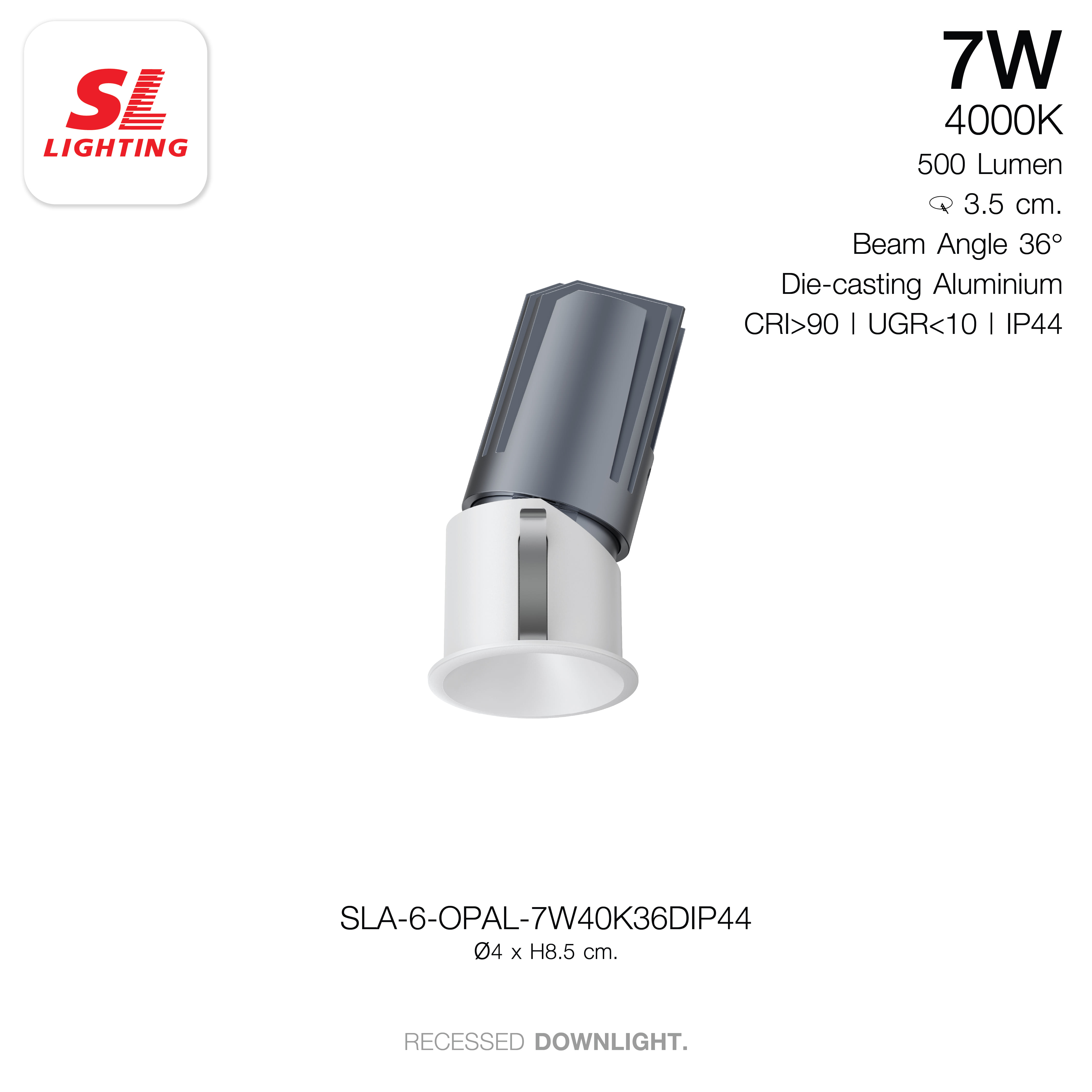 ดาวน์ไลท์ LED SL LIGHTING OPAL 7 วัตต์ COOL WHITE 36D IP44 สีขาว_4