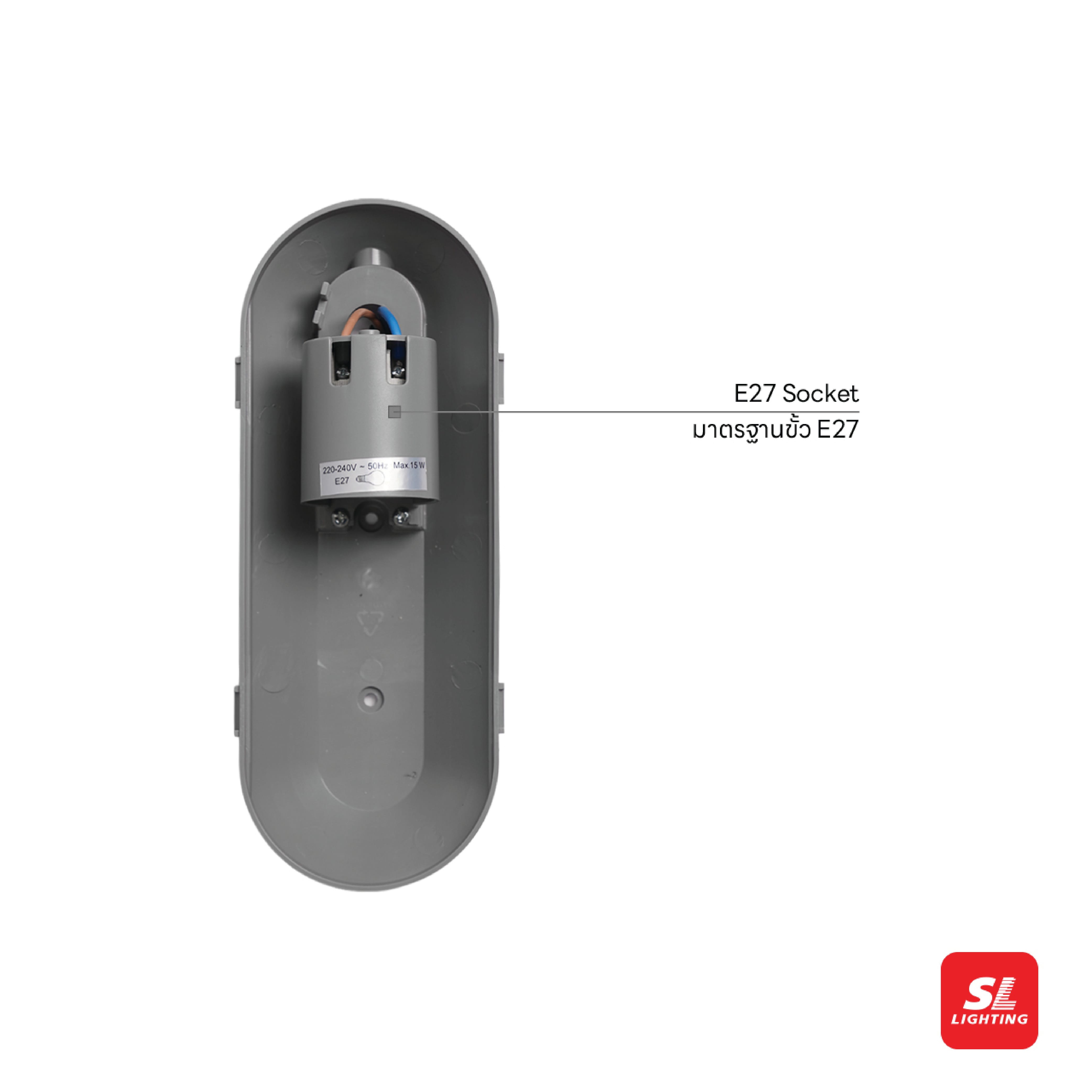 ไฟผนังภายนอก SL LIGHTING OUT-PROBE E27 สีเทา_4