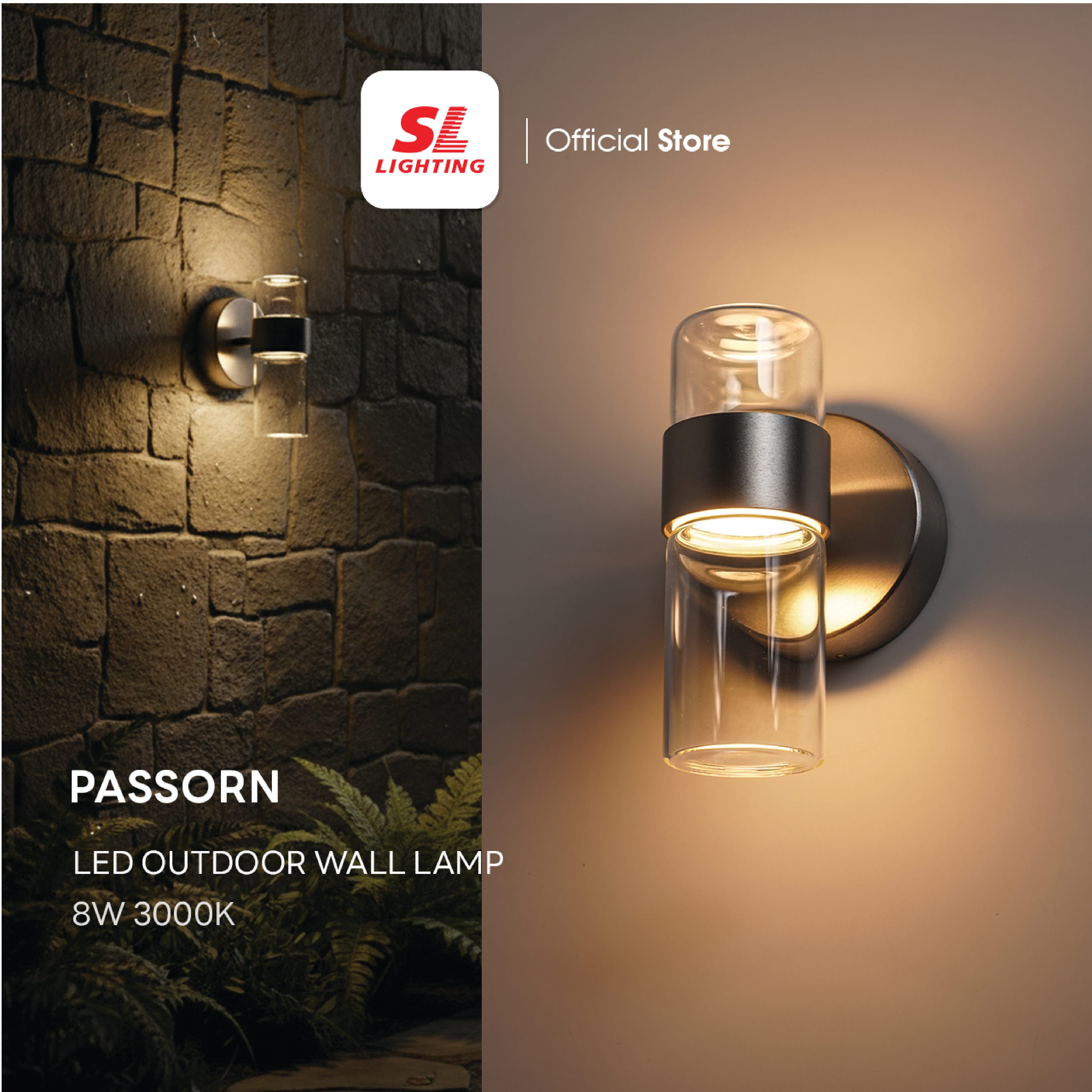 ไฟผนังภายนอก LED SL LIGHTING WHIRL PASSORN 8 วัตต์ WARM WHITE สีเงิน