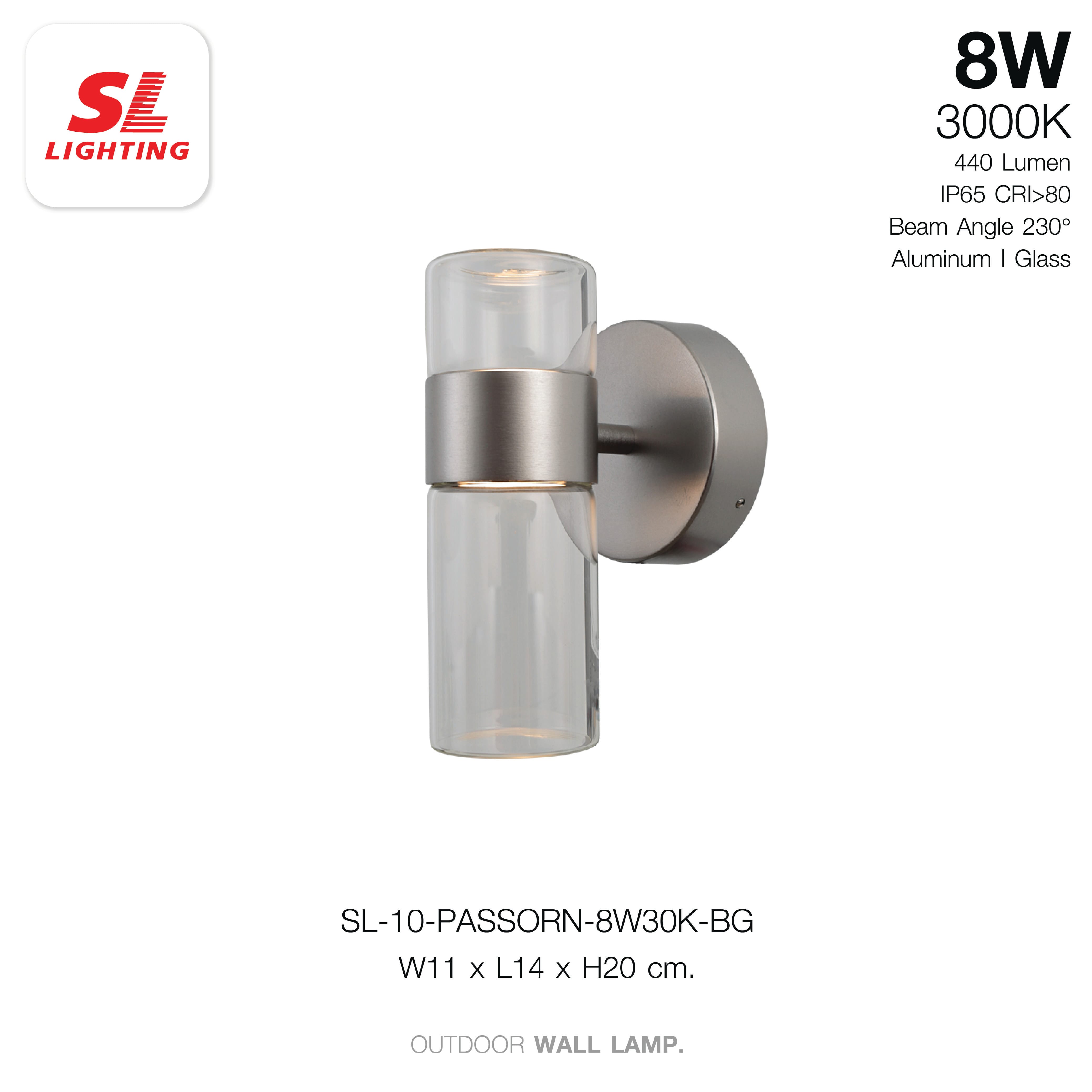 ไฟผนังภายนอก LED SL LIGHTING WHIRL PASSORN 8 วัตต์ WARM WHITE สีเงิน_4